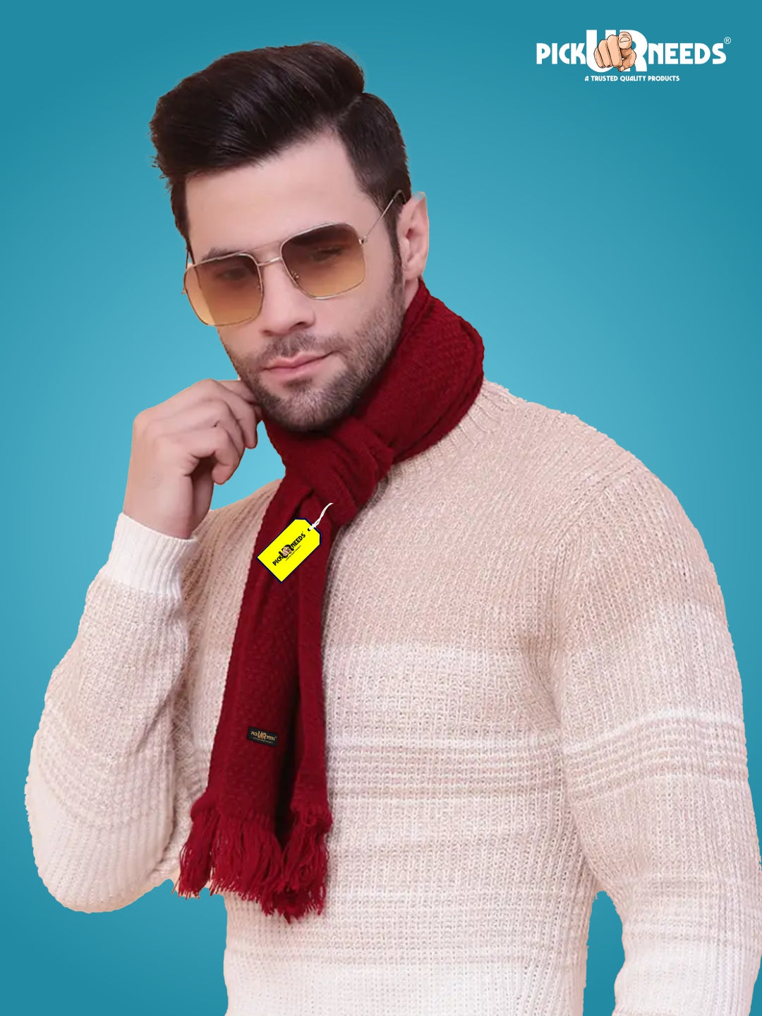 Pick Ur Needs Premium Soft, Warm & Breathable Wool Blend Winter Scarf for Men Fashionable Elegant Muffler