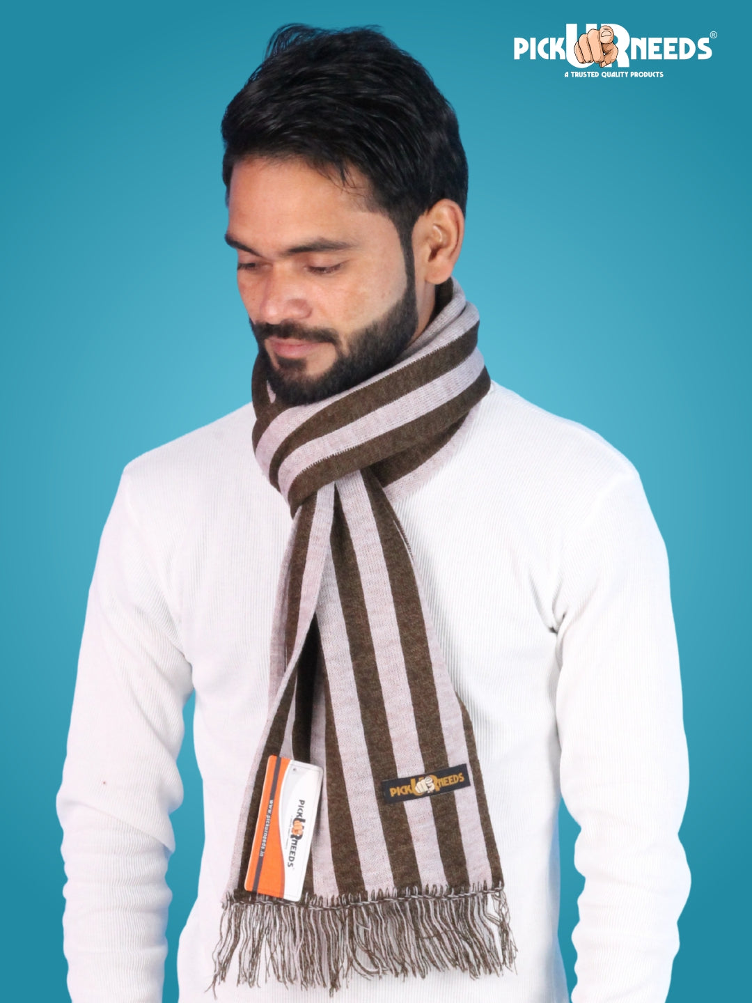 Pick Ur Needs Premium Soft Winter Muffler for Men Stylish Striped Woolen Scarf Warm & Comfortable