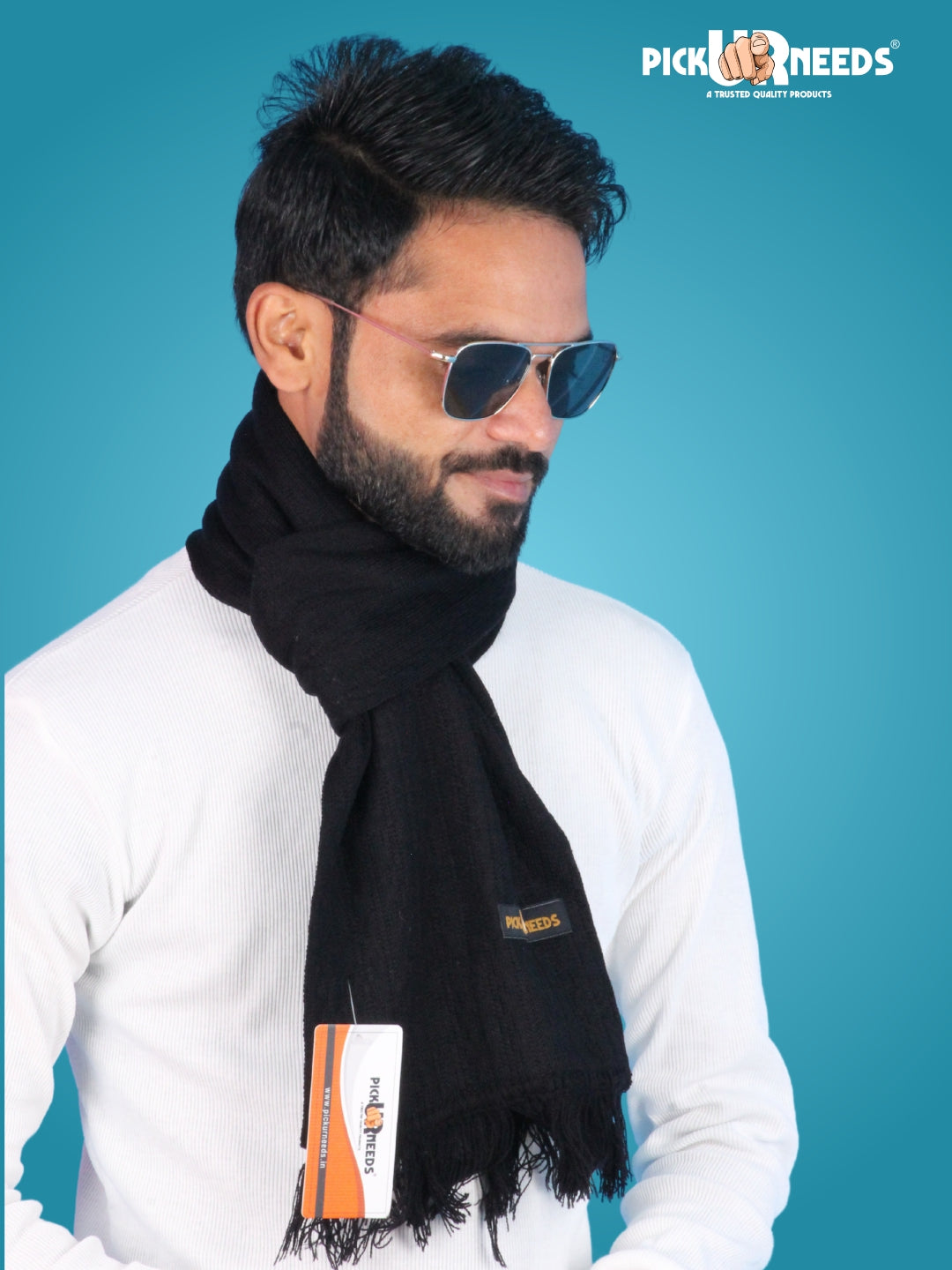 Pick Ur Needs Men’s Winter Woolen Muffler Soft & Warm Knitted Scarf with Fringes Premium Warm Mufflers