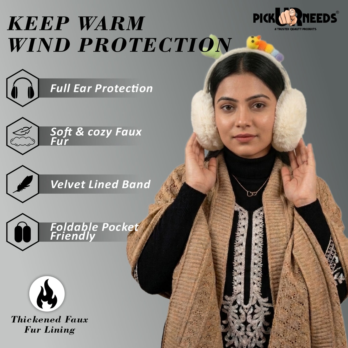 Pick Ur Needs Stylish Stone Design Foldable / Adjustable Ear Muff High Quality Furr Ear Warmer Ear Muff