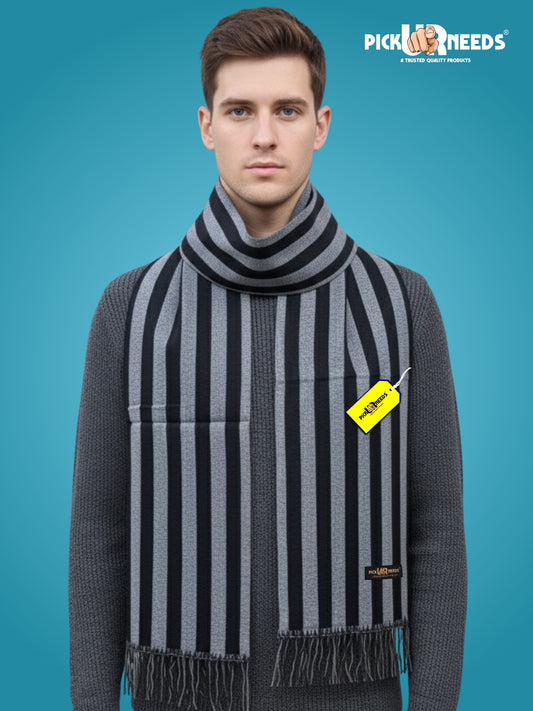 Pick Ur Needs Premium Soft Winter Muffler for Men Stylish Striped Woolen Scarf Warm & Comfortable