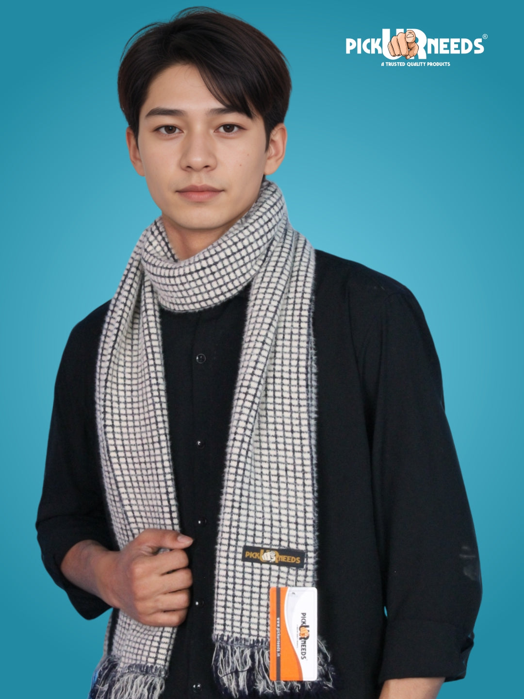 Pick Ur Needs Soft Warm Woolen Premium Winter Muffler for Men Scarf with Stylish Check Pattern Long & Comfortable Cold Weather Neck Wrap