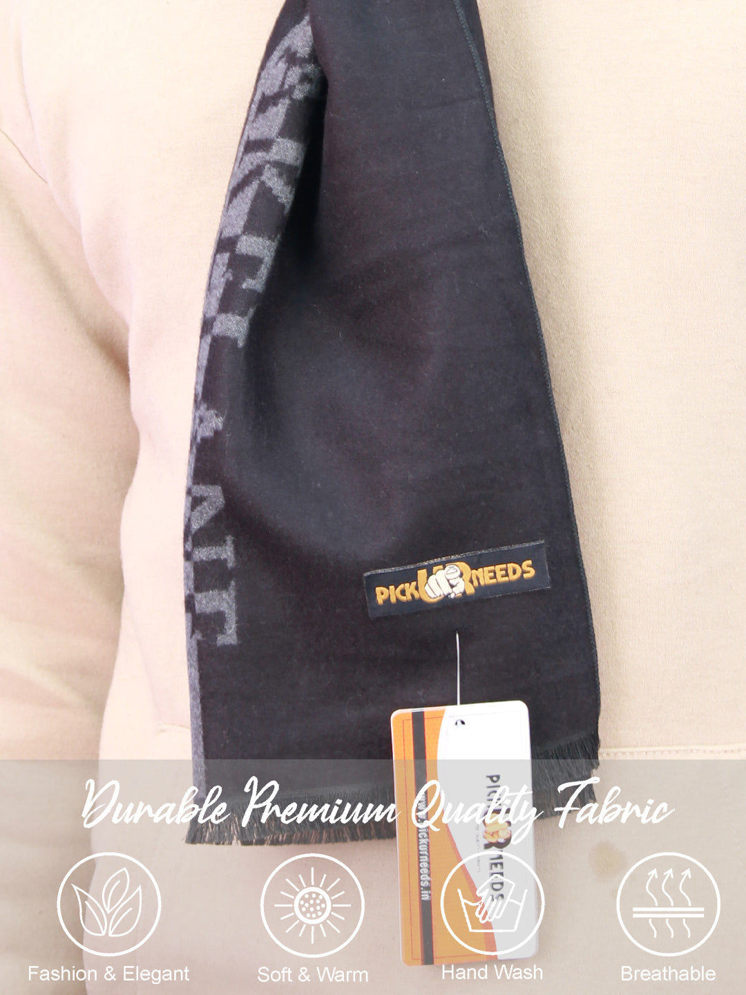 Pick Ur Needs Wool Blend Muffler for Men Soft Winter Scarf with Elegant Checks All-Day Comfort