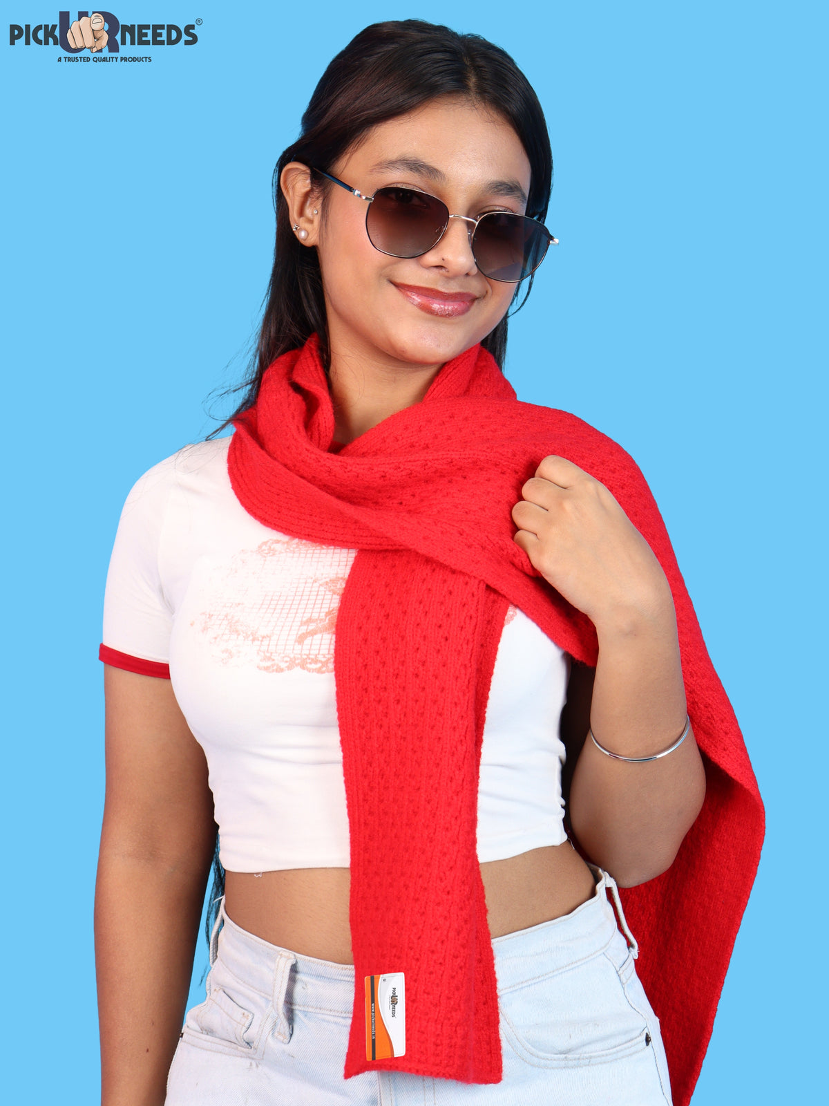 Pick Ur Needs Womens Soft Muffler Scarf, Lightweight Knitted Winter Stole, Warm & Cozy Long Neck Wrap for Women & Girls
