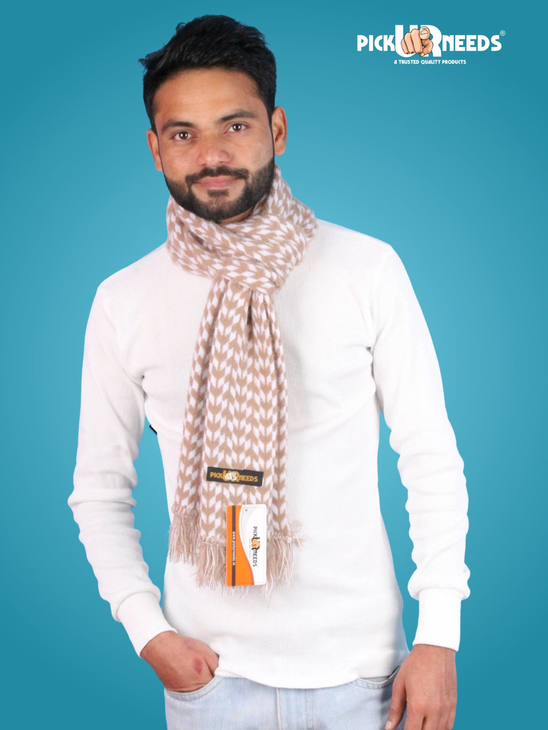 Pick Ur Needs Soft Warm Woolen Premium Winter Muffler for Men Scarf with Stylish Check Pattern Long & Comfortable Cold Weather Neck Wrap