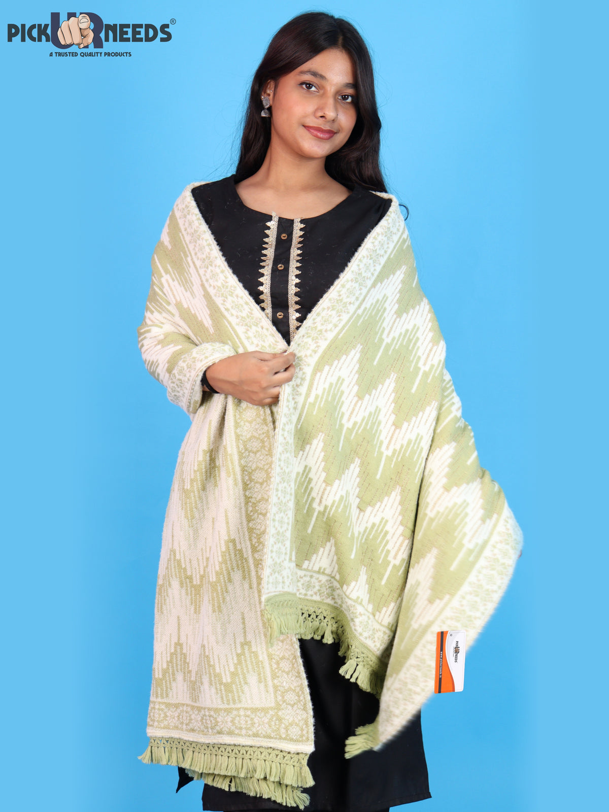 Pick Ur Needs Premium Wool Shawl For Womens & Girls Winter Muffler Soft Knitted Designer Wrap Warm Stole
