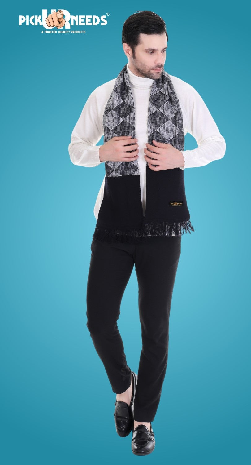 Pick Ur Needs Men’s Premium Winter Scarf Soft Knitted Muffler with Diamond Pattern Warm, Stylish & Lightweight for Cold Weather