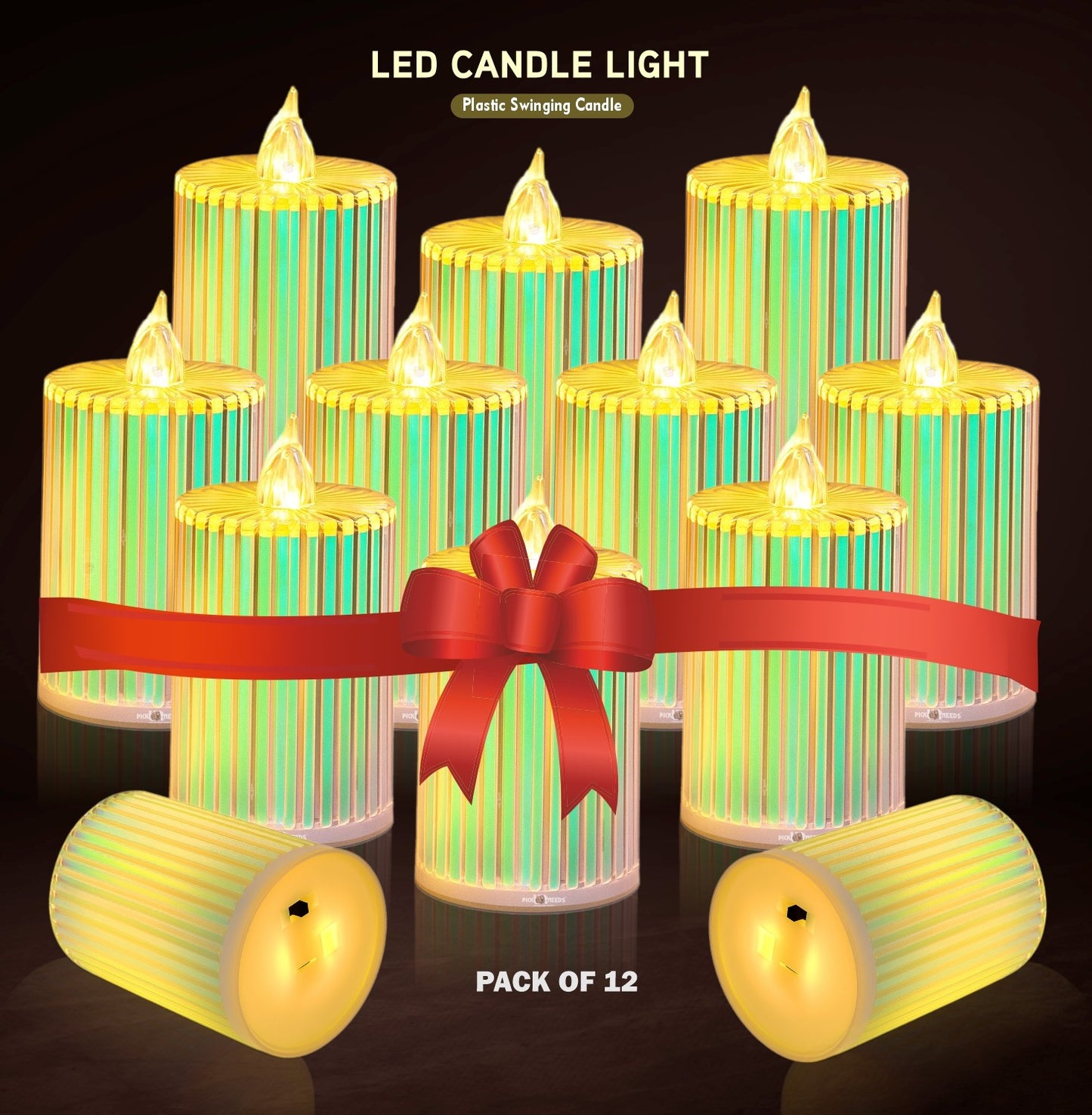 Pick Ur Needs Flameless LED Candle Light with Warm Yellow Flickering Artificial Candle for Home Decor, Festival & Romantic Lighting