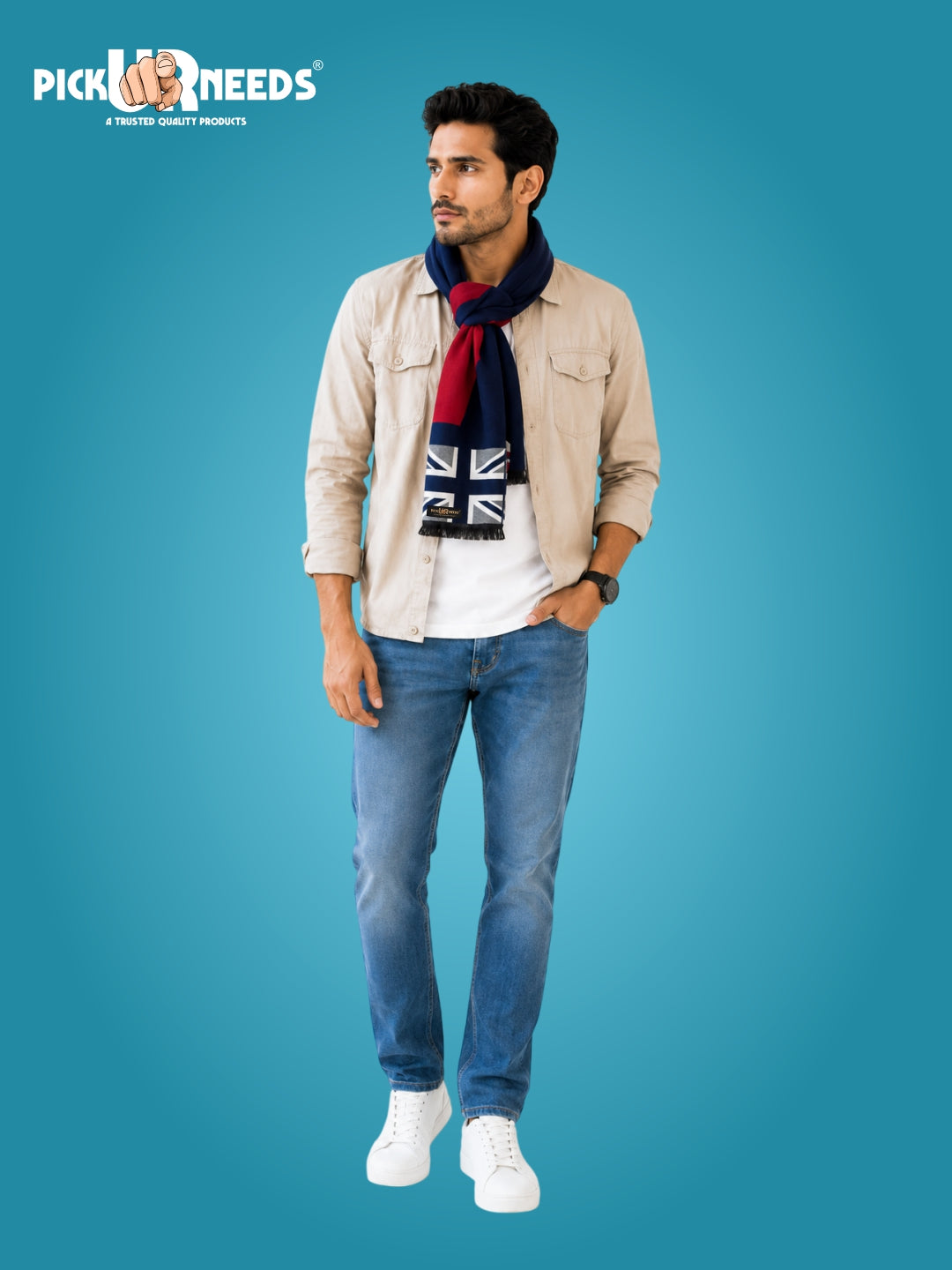 Pick Ur Needs Wool Blend Muffler for Men Soft Winter Scarf with Elegant Checks All-Day Comfort