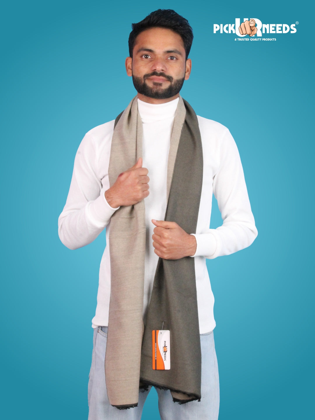 Pick Ur Needs Reversible Winter Muffler for Men Dual-Color Soft Woolen Scarf Warm, Stylish & Lightweight Muffler for Casual, Office & Outdoor Wear