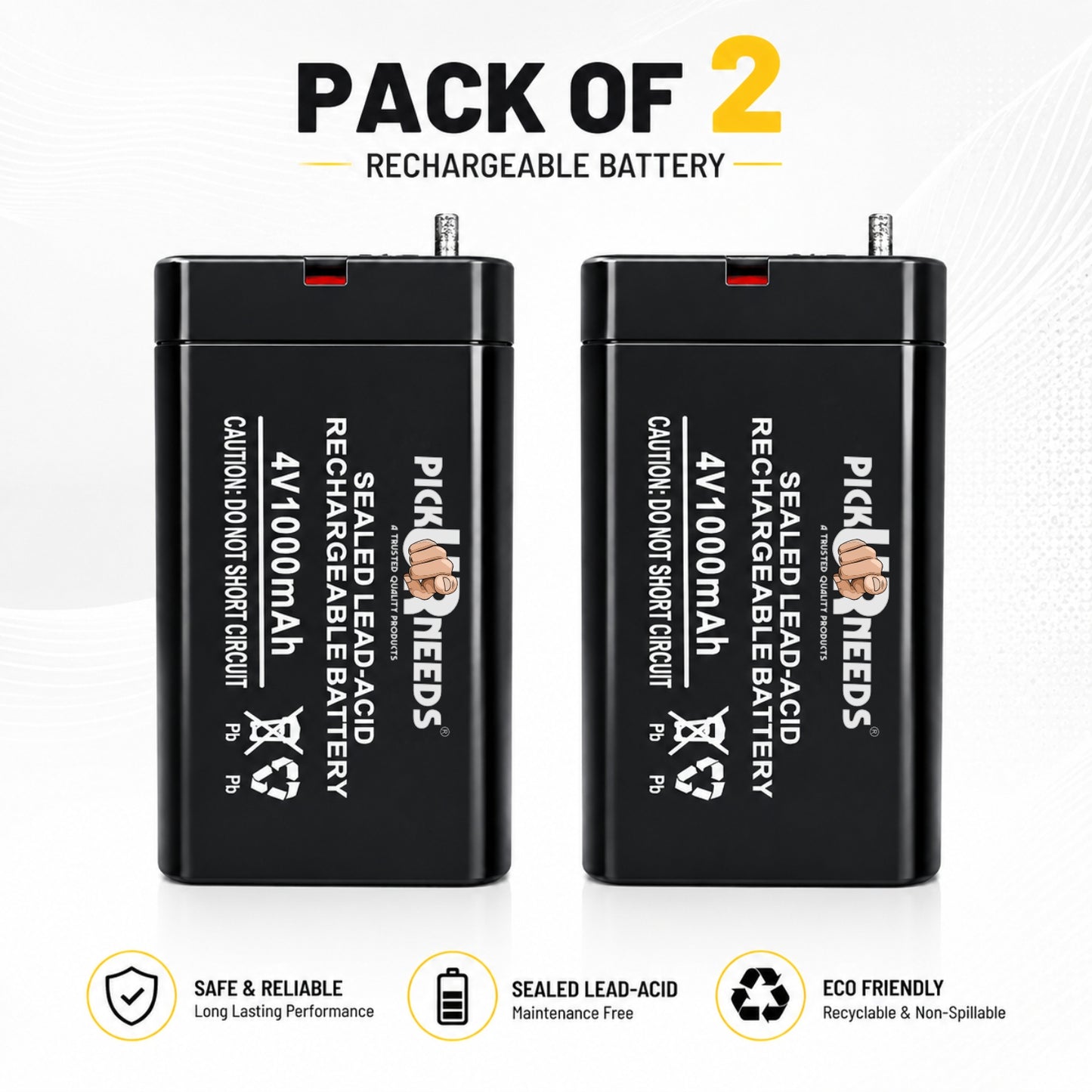 Pick Ur Needs Emergency Light Durable 4V 1000mAh Sealed Lead Acid Battery 4 hrs Lantern Emergency Light (Black)