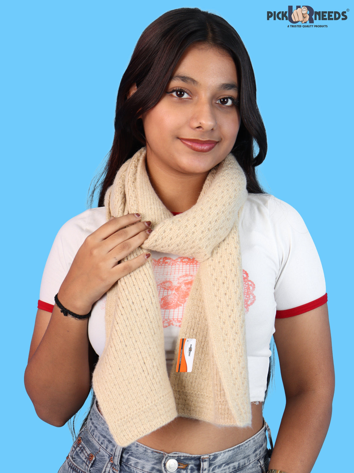 Pick Ur Needs Womens Soft Muffler Scarf, Lightweight Knitted Winter Stole, Warm & Cozy Long Neck Wrap for Women & Girls