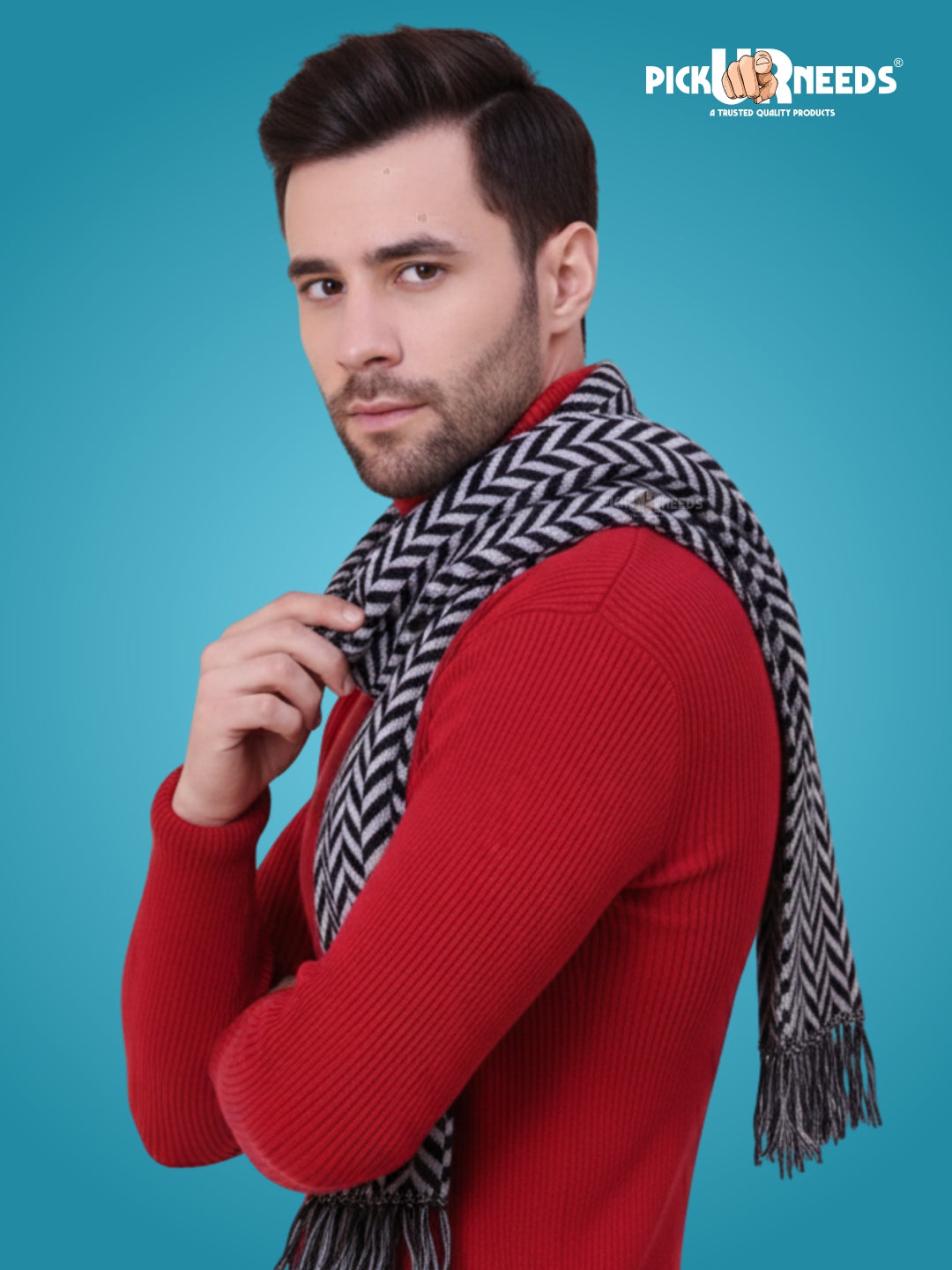 Pick Ur Needs Men's Stylish Zig Zag Knit Scarf  Soft, Warm & Breathable Fabric for Causal & Formal Wear Winter Muffler