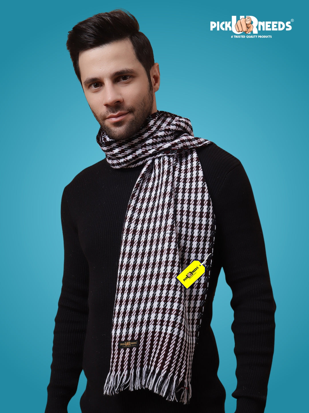 Pick Ur Needs Premium Men's Warm And Stylish Woolen Muffler With Multicolour Stripes And Stylish Tussles Ends