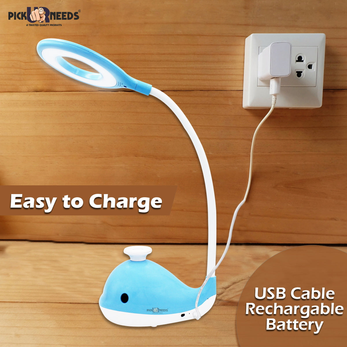 Pick Ur Needs Dolphin Fish Design Rechargeable LED Touch On/Off Switch Desk Table Lamp  (23 cm, Dolpin)