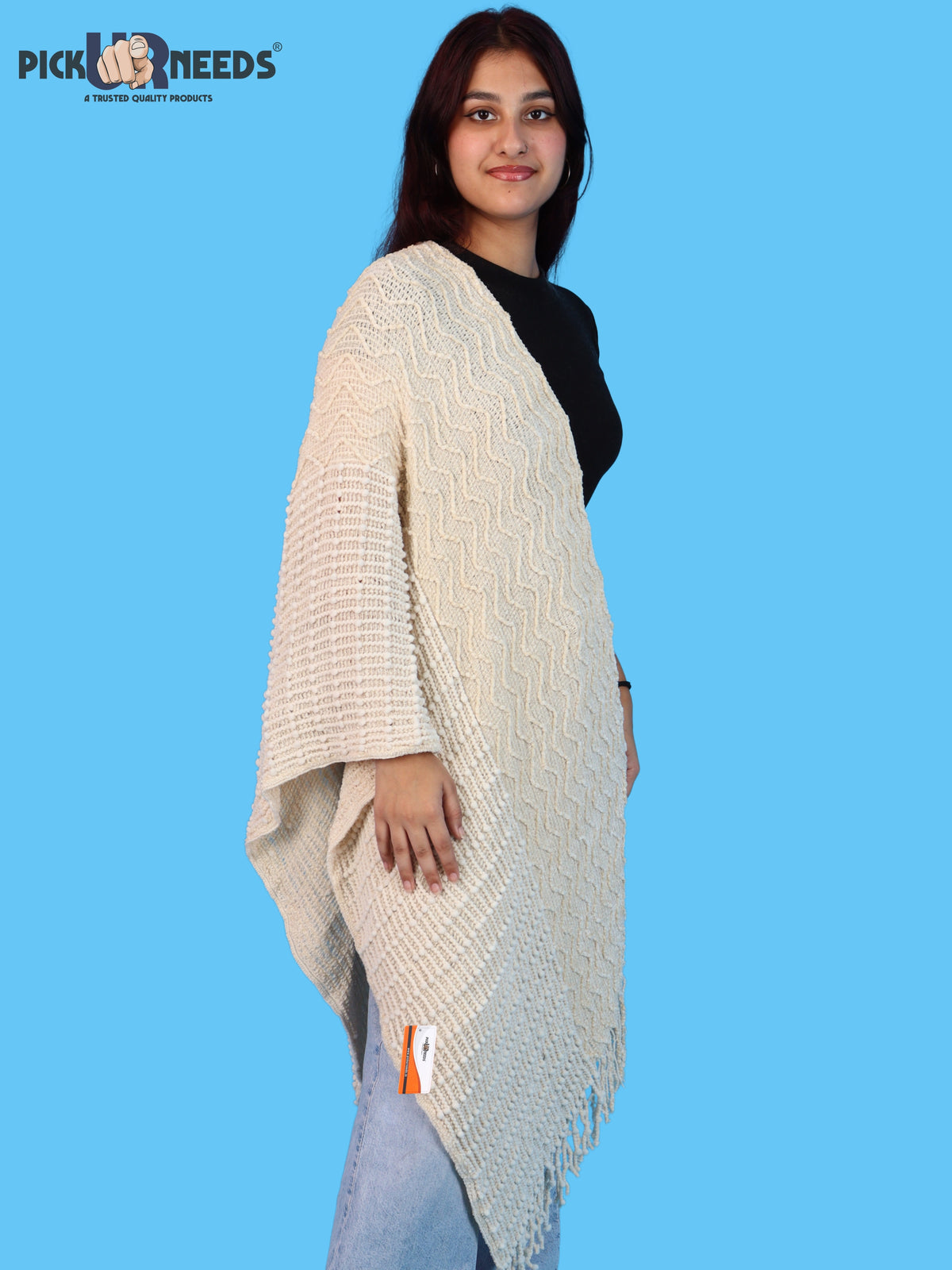Pick Ur Needs Premium Winter Stole & Muffler for Women Soft Woven Textured Wrap with Elegant Fringes Warm Shawl
