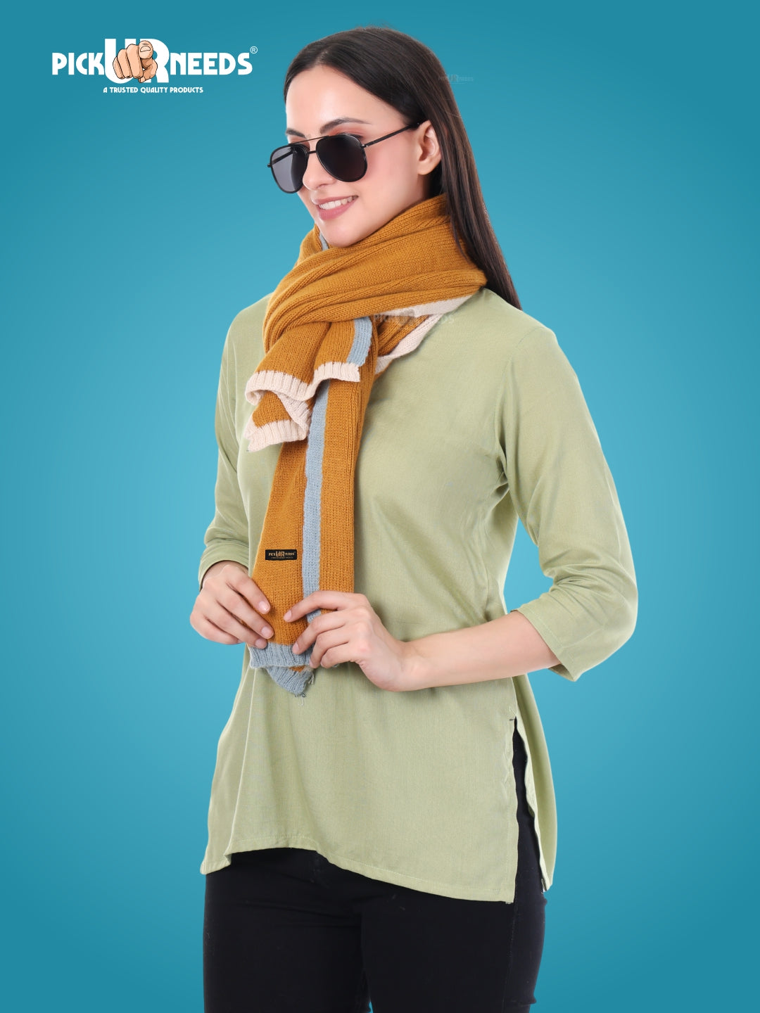 Pick Ur Needs Women's Knit Shawl Wrap with Border Soft, Warm & Lightweight Winter Stole Elegant Tan Bordered Scarf for Girls