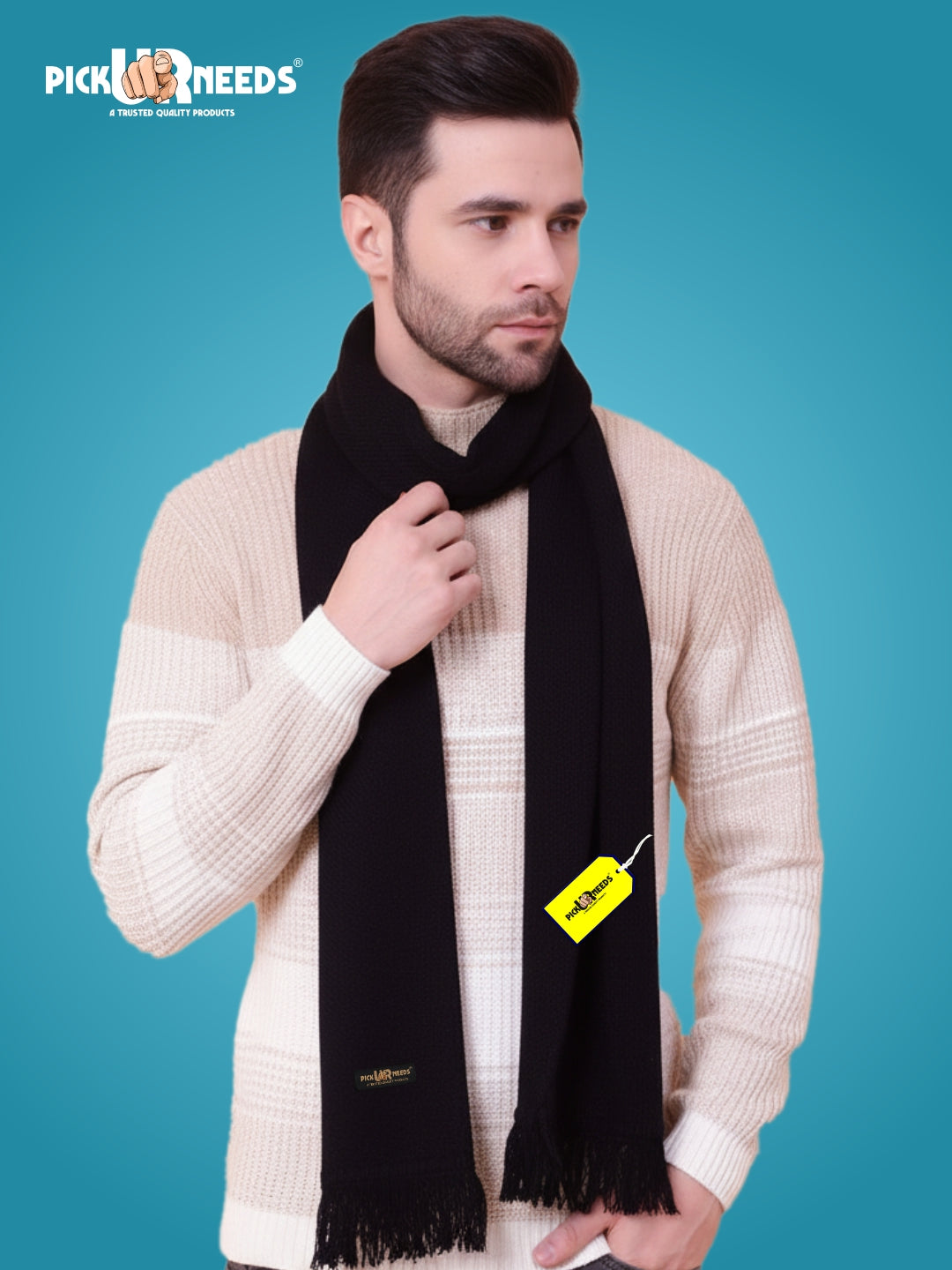 Pick Ur Needs Premium Soft, Warm & Breathable Wool Blend Winter Scarf for Men Fashionable Elegant Muffler