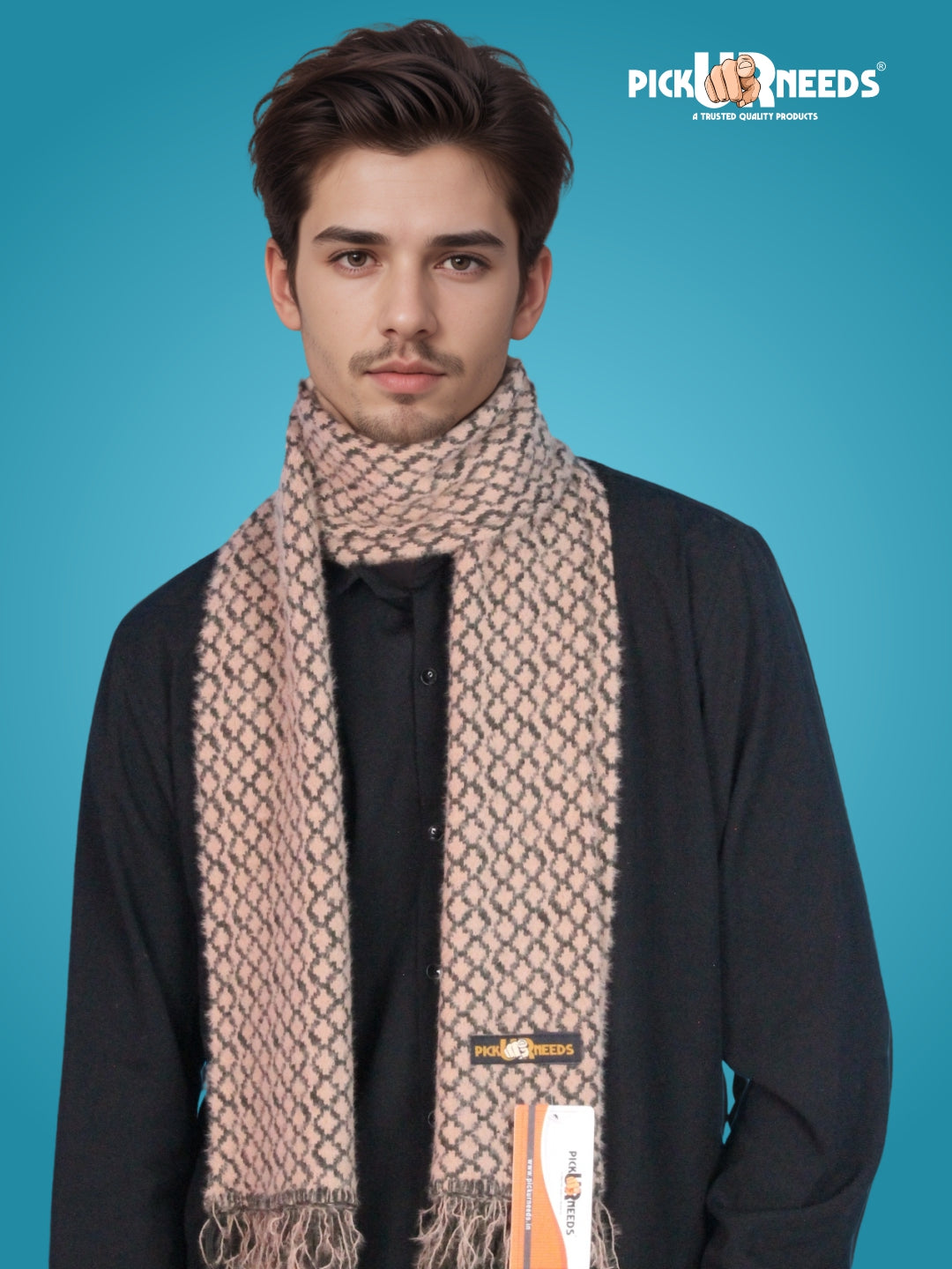 Pick Ur Needs Soft Warm Woolen Premium Winter Muffler for Men Scarf with Stylish Check Pattern Long & Comfortable Cold Weather Neck Wrap