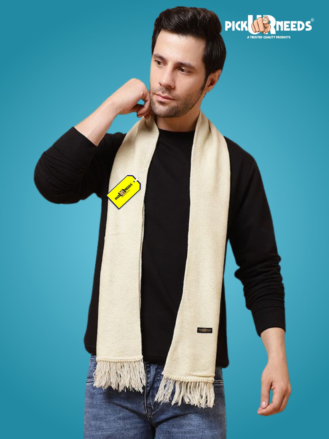 Pick Ur Needs Premium Soft, Warm & Breathable Wool Blend Winter Scarf for Men Fashionable Elegant Muffler