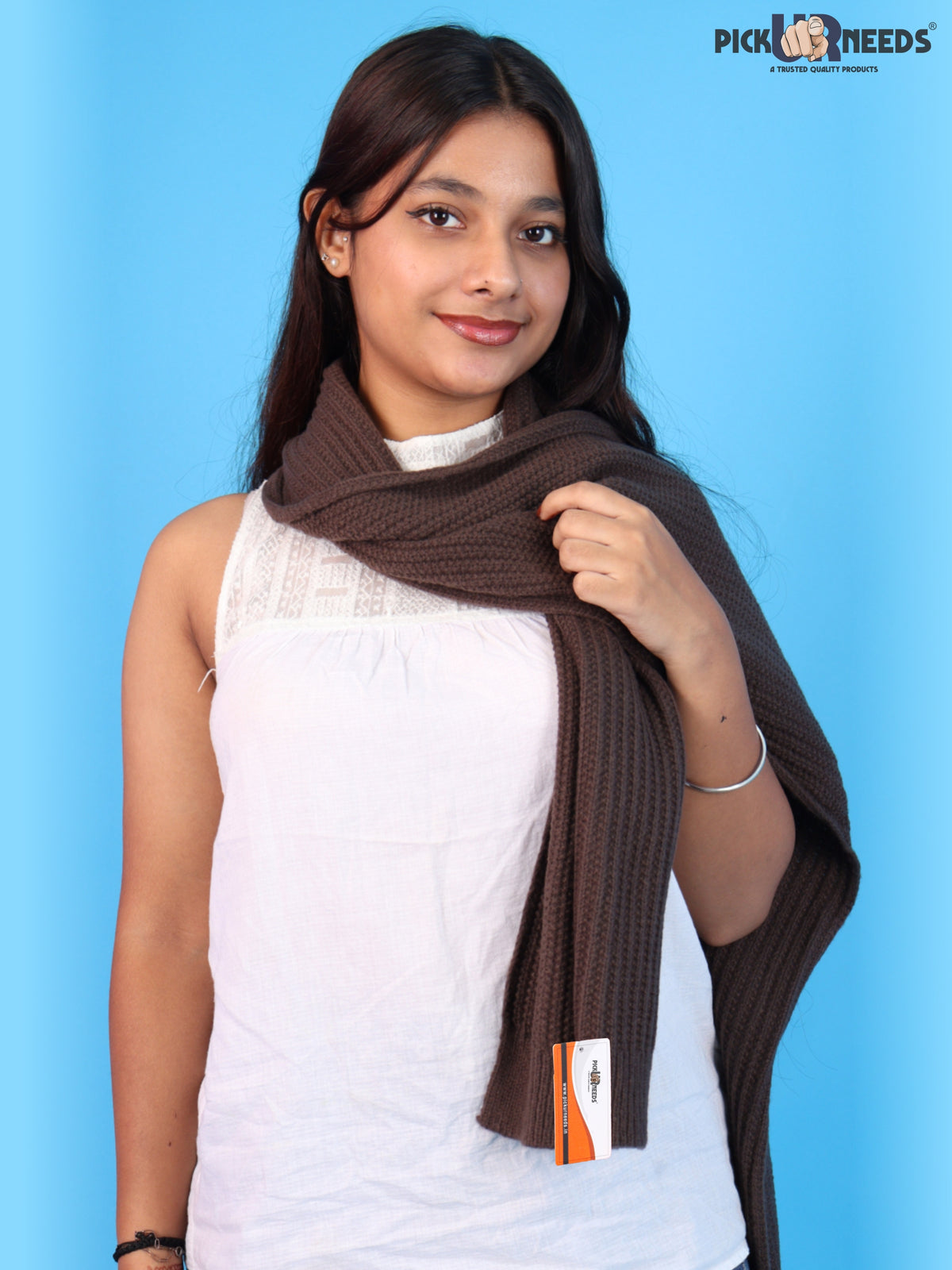 Pick Ur Needs Womens Stylish Knitted Muffler Scarf, Long Ribbed Knit Winter Neck Wrap, Soft Textured Cozy Scarf for Girls