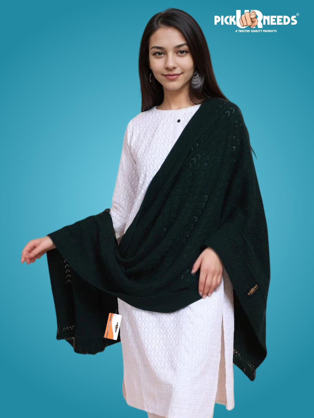 Pick Ur Needs Wool Self Design Women Shawl