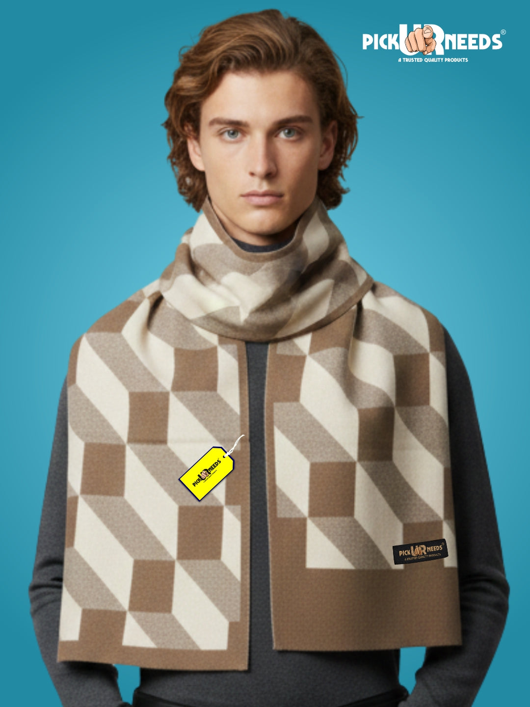Pick Ur Needs Men’s Premium Winter Wool Muffler – Soft & Warm Knitted Scarf for Casual, Office & Travel Stylish Stripe Design