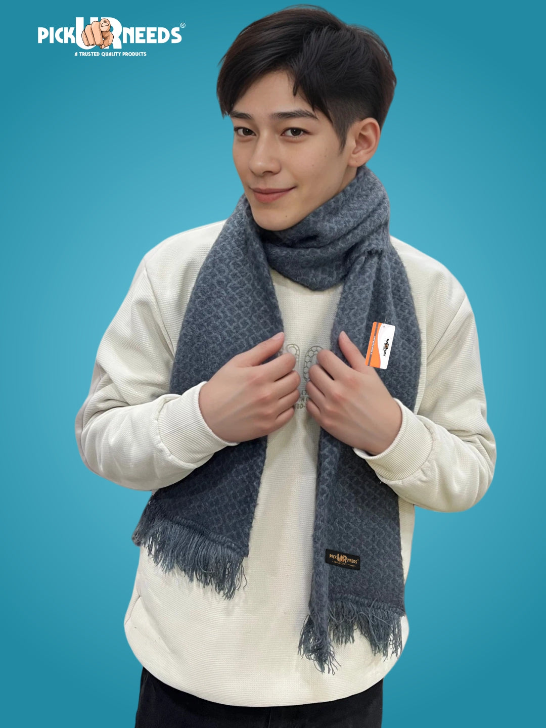 Pick Ur Needs Premium Winter Knit Muffler for Men Soft Woolen Neck Scarf with Stylish Pattern Warm & Comfortable Winter Wear for Outdoor & Casual Use