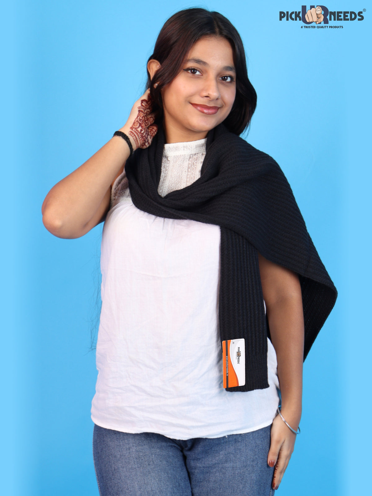 Pick Ur Needs Womens Stylish Knitted Muffler Scarf, Long Ribbed Knit Winter Neck Wrap, Soft Textured Cozy Scarf for Girls
