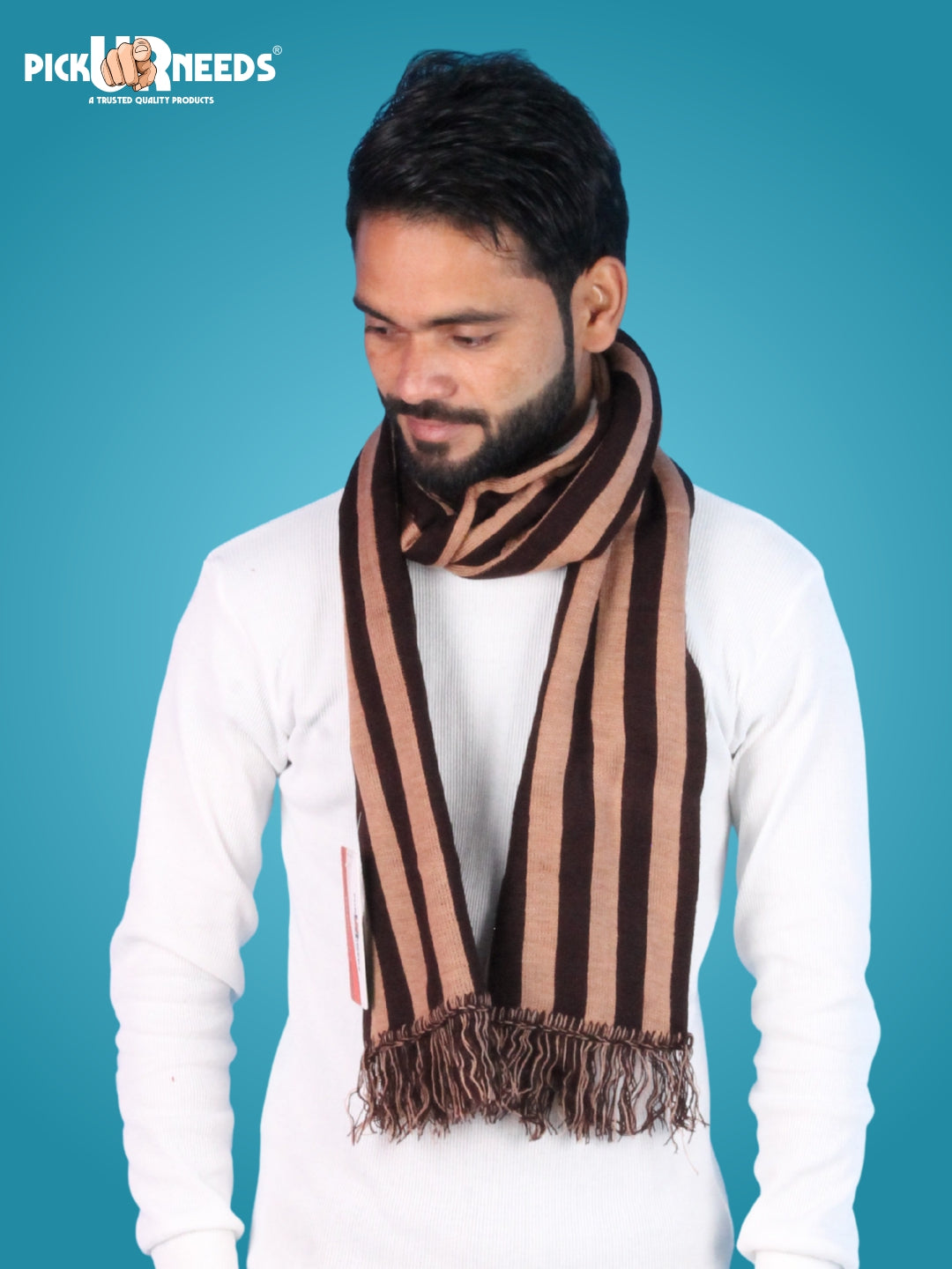 Pick Ur Needs Premium Soft Winter Muffler for Men Stylish Striped Woolen Scarf Warm & Comfortable