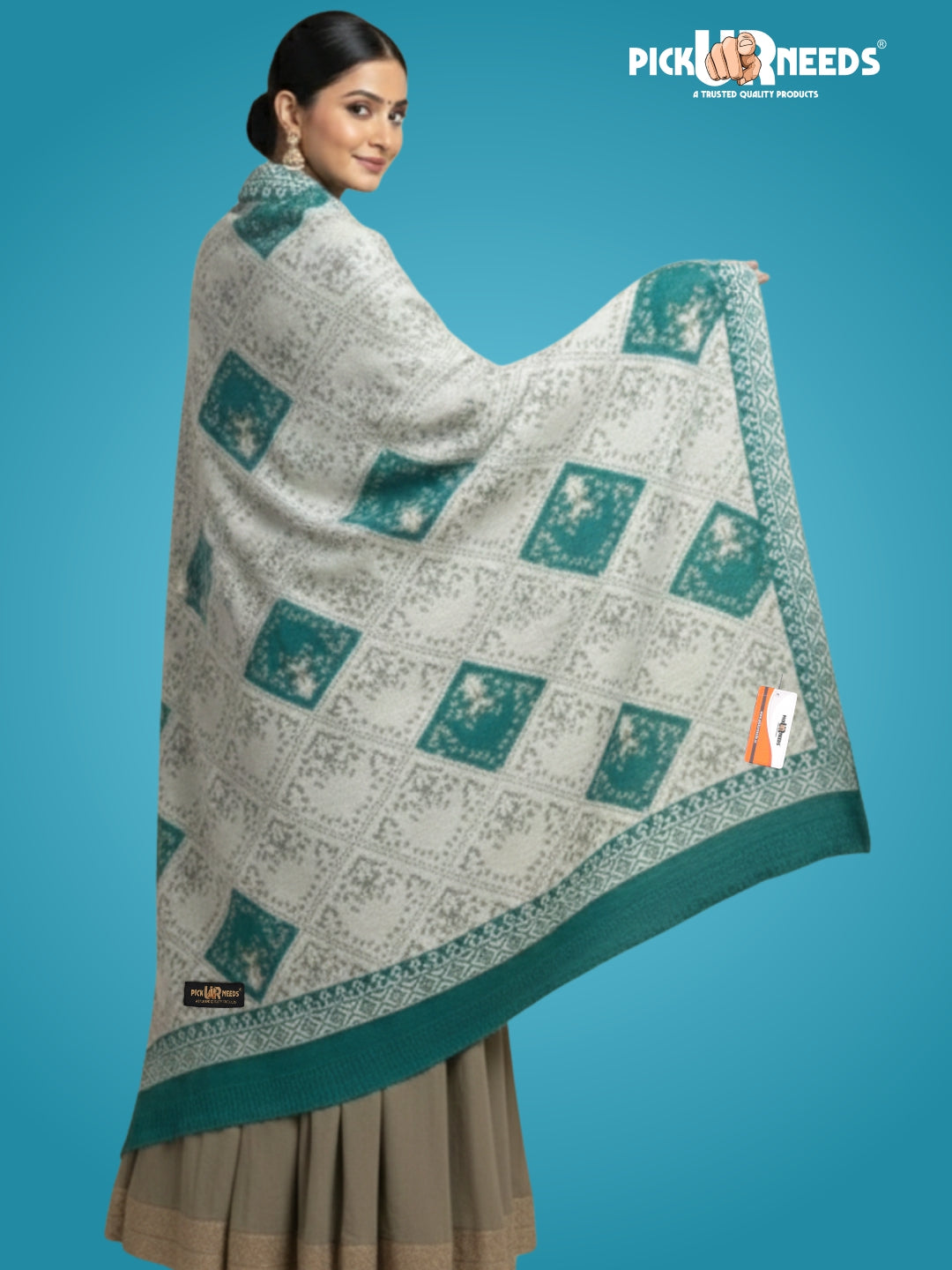 Pick Ur Needs Woolen Shawl for Women | Warm Winter Wool Fabric Shawls with Traditional Prints | Soft & Elegant Ethnic Stole