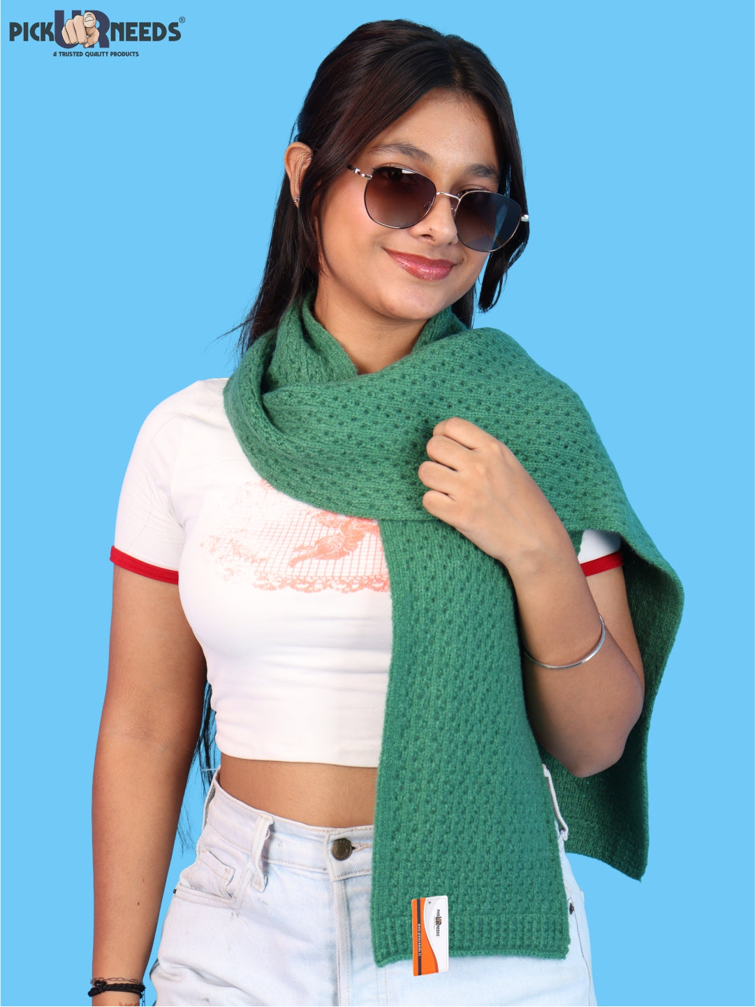 Pick Ur Needs Womens Soft Muffler Scarf, Lightweight Knitted Winter Stole, Warm & Cozy Long Neck Wrap for Women & Girls