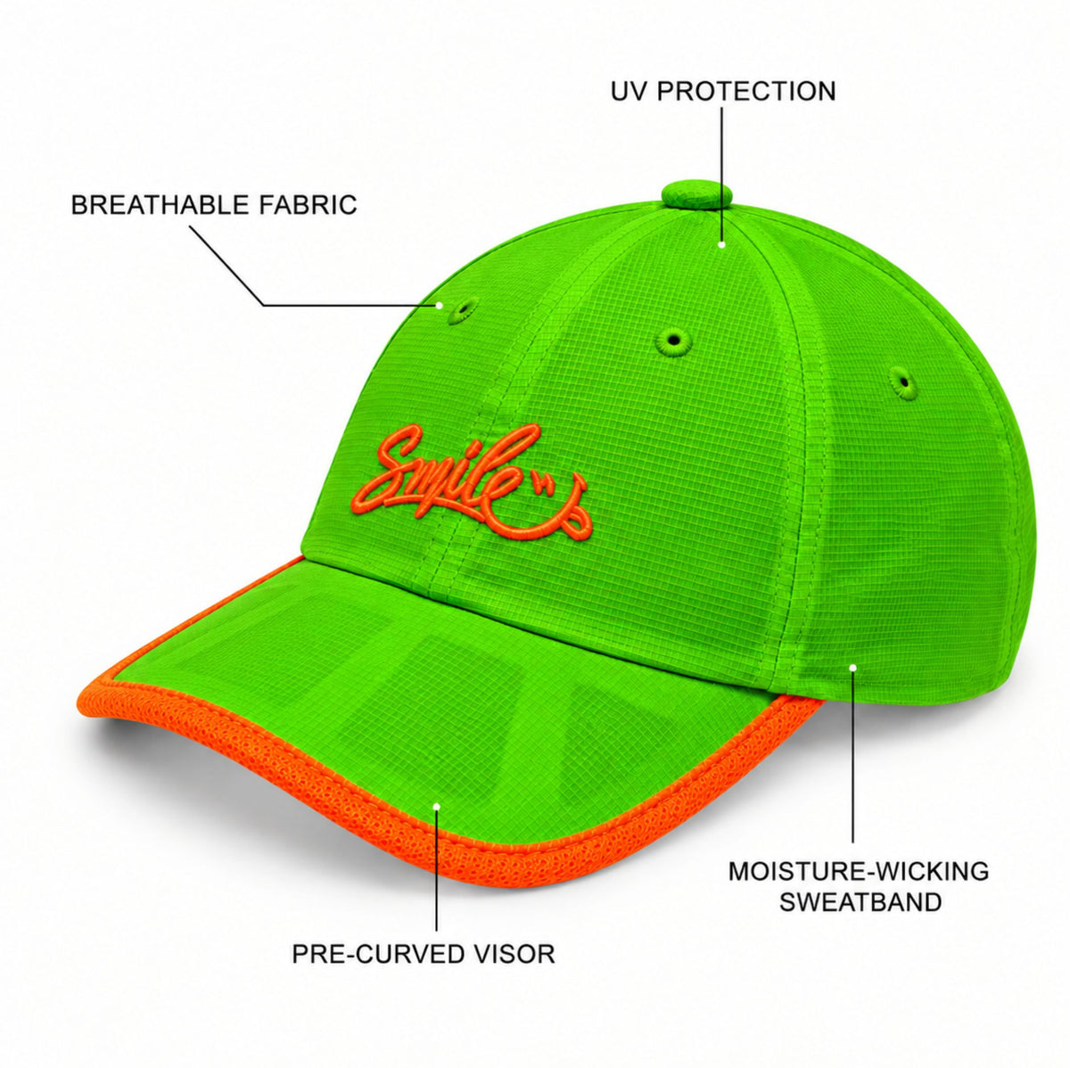 Pick Ur Needs Smile Embroidered Baseball Cap, Adjustable Dad Hat, Everyday Essential Sun Protection Caps Kids