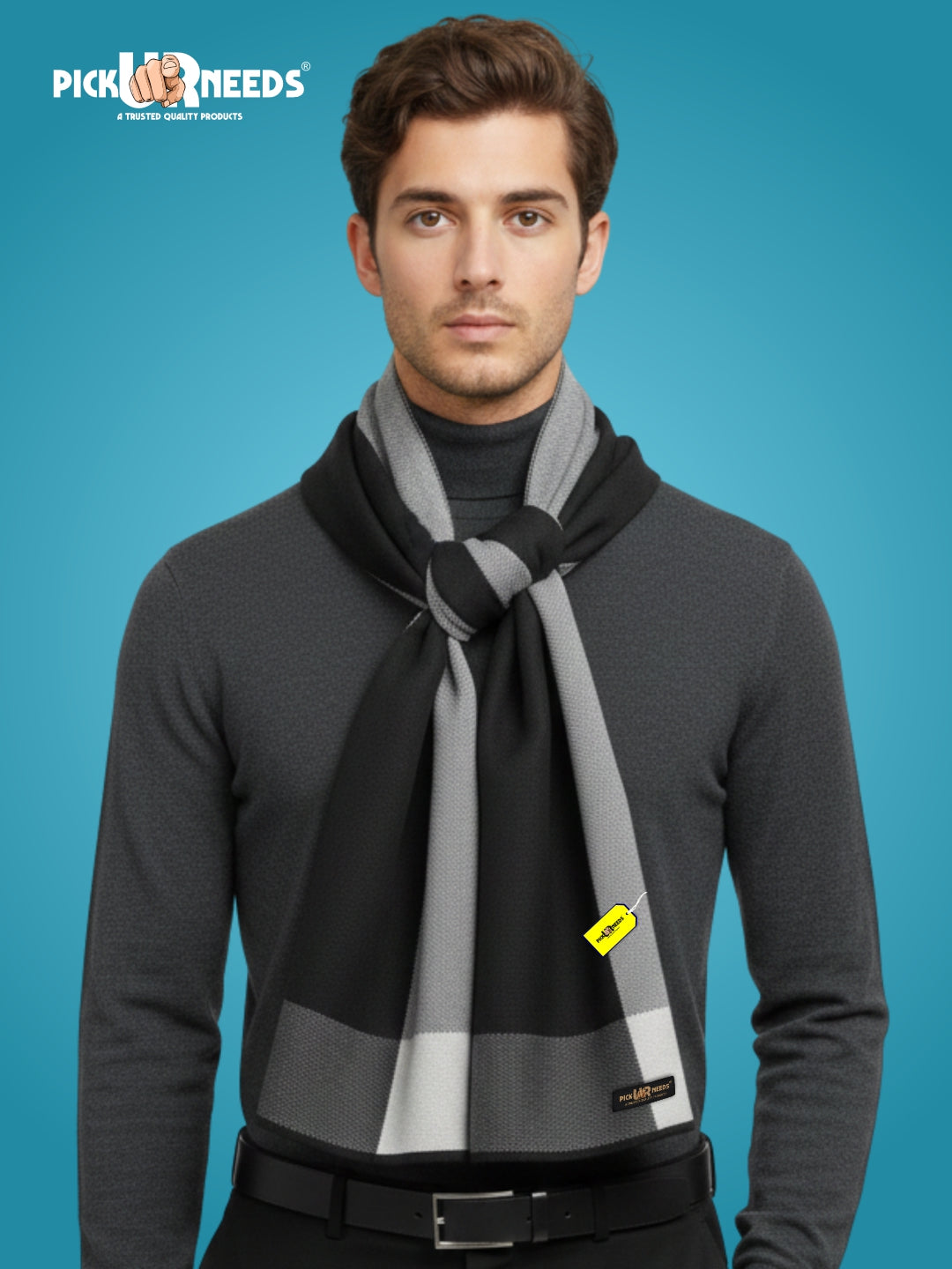 Pick Ur Needs Men’s Premium Winter Wool Muffler – Soft & Warm Knitted Scarf for Casual, Office & Travel Stylish Stripe Design