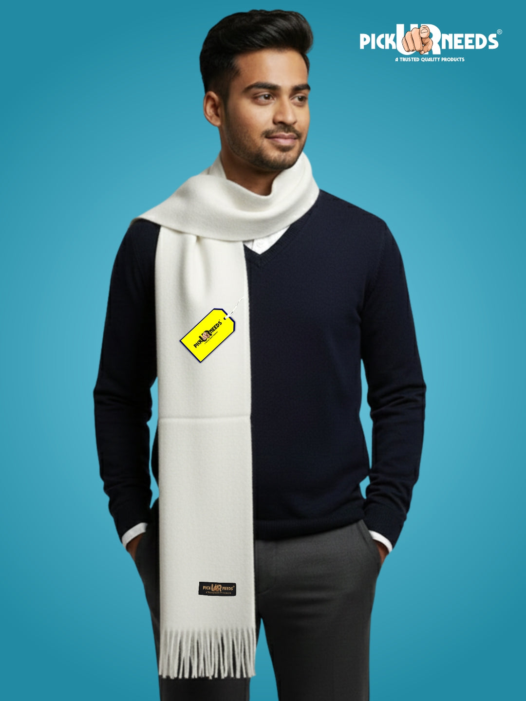 Pick Ur Needs Premium Winter Knit Muffler for Men Soft Woolen Neck Scarf with Stylish Pattern Warm & Comfortable Winter Wear for Outdoor & Casual Use