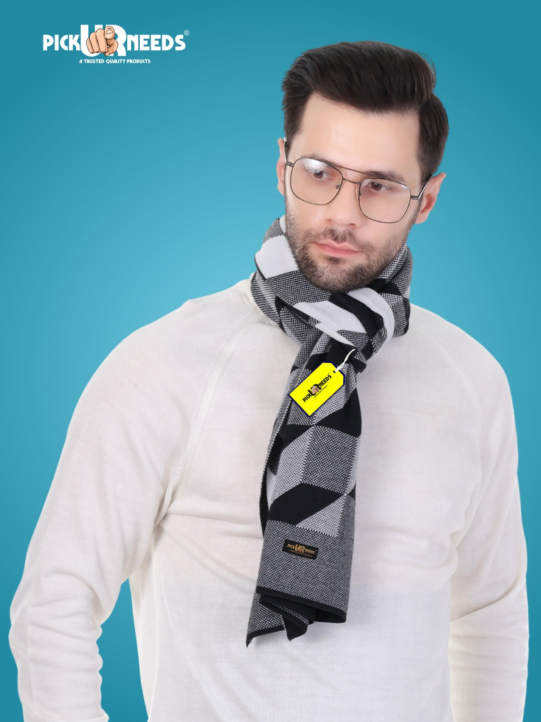 Pick Ur Needs Men’s Premium Winter Wool Muffler – Soft & Warm Knitted Scarf for Casual, Office & Travel Stylish Stripe Design