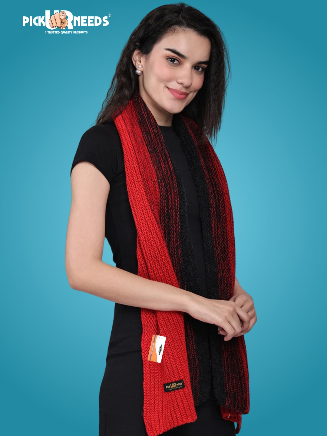 Pick Ur Needs Premium Knitted Winter Scarf for Women – Soft, Warm & Stylish Dual-Tone Muffler Stole