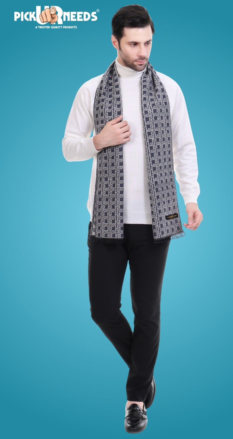 Pick Ur Needs Men's Muffler Check Desgin Premium Woolen Blend Fabric Stylish Look Muffler For Men