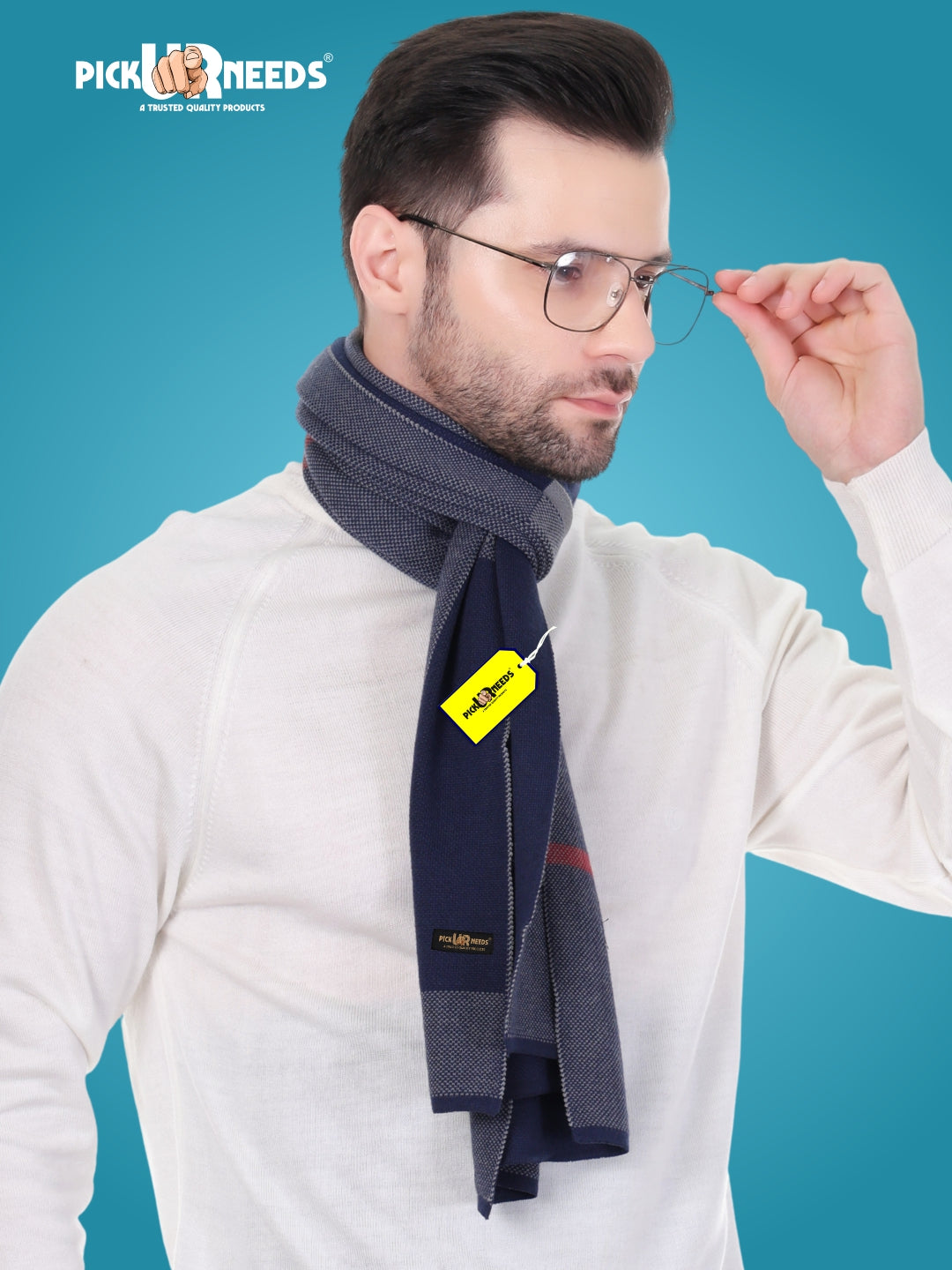 Pick Ur Needs Men’s Premium Winter Wool Muffler – Soft & Warm Knitted Scarf for Casual, Office & Travel Stylish Stripe Design
