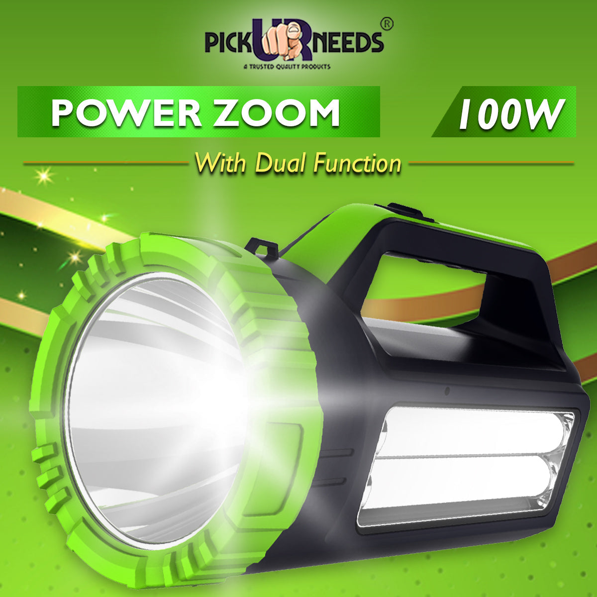 Pick Ur Needs Long Range Search Torch Light Emergency Rechargeable Handheld Torch + Side 2 Tube