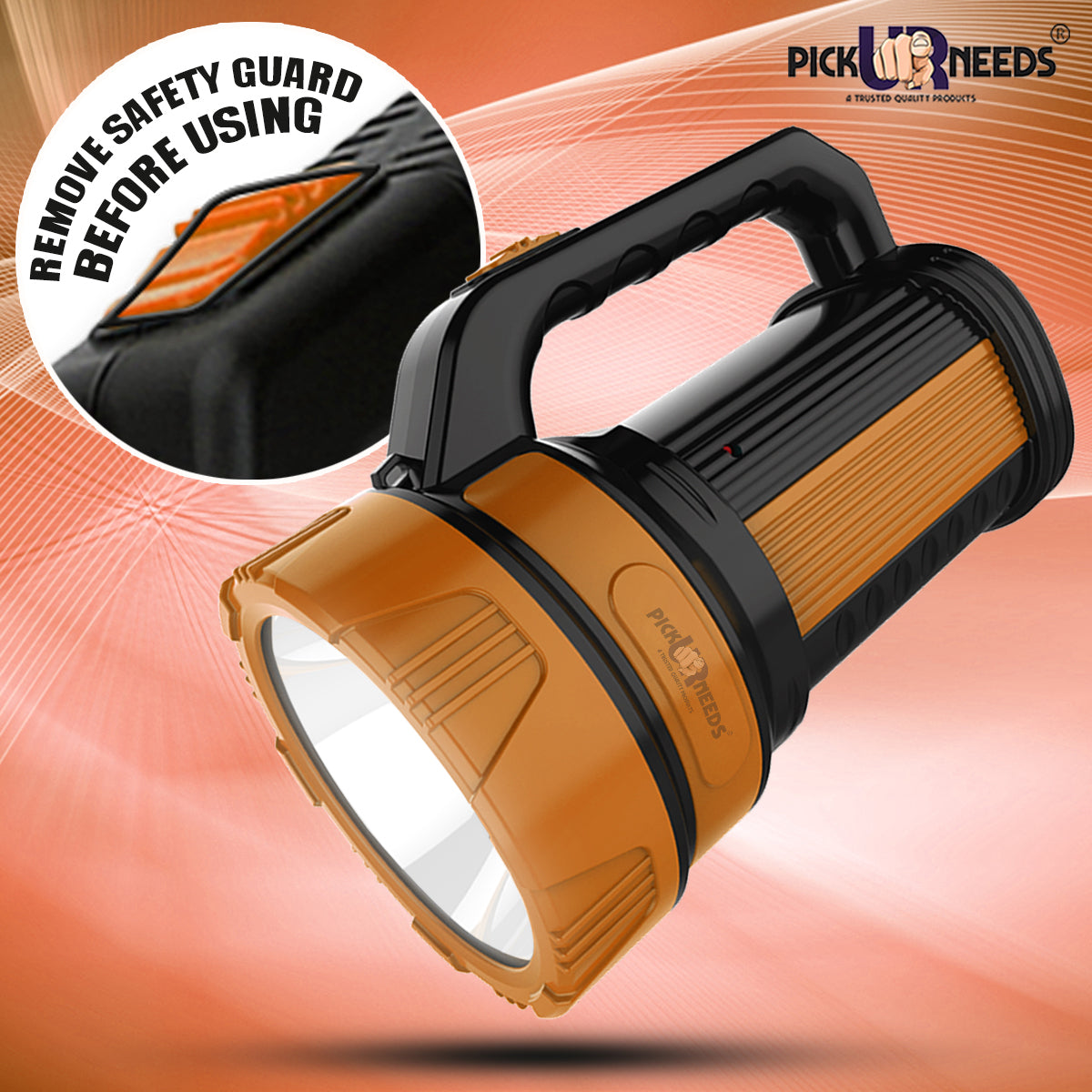 Pick Ur Needs Premium Quality 50 Watt Rechargeable Long Range Search Torch With 2 Side Emergency Tube Light