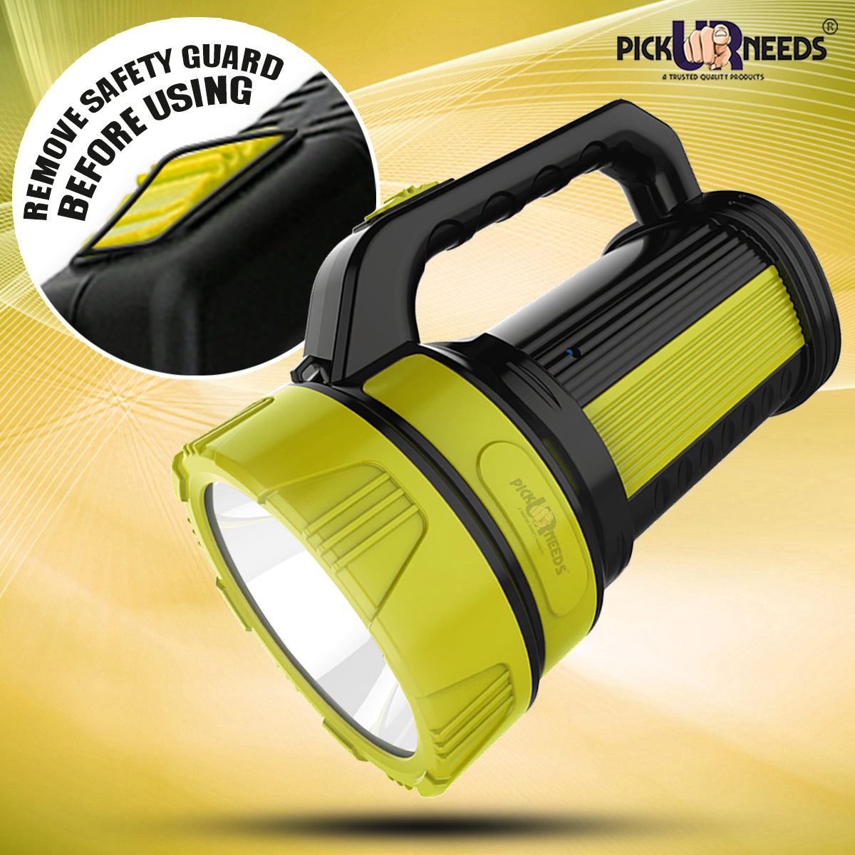 Pick Ur Needs Premium Quality 50 Watt Rechargeable Long Range Search Torch With 2 Side Emergency Tube Light
