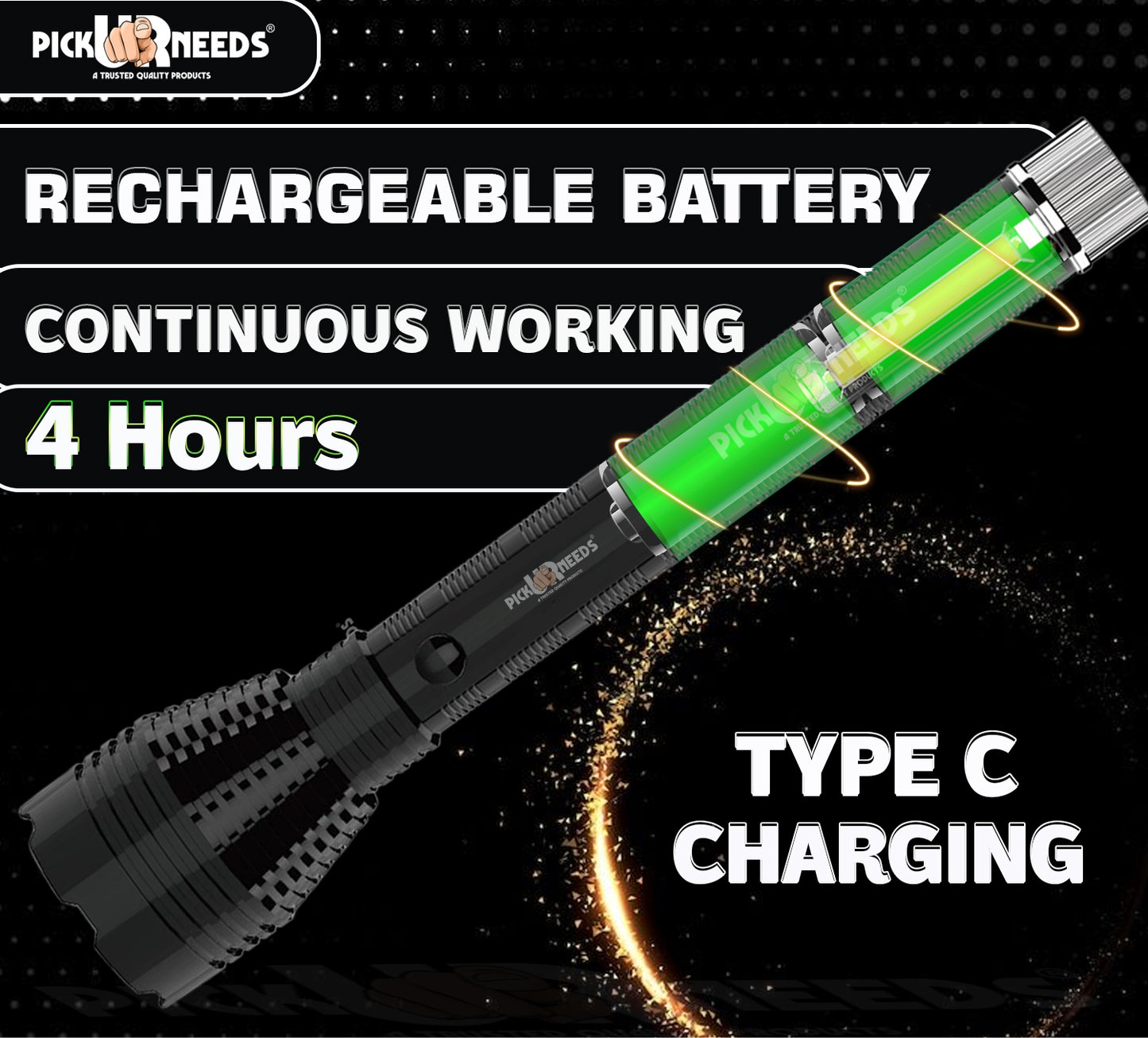 Pick Ur Needs Rechargeable 100W Search Torch+ COB With Strong Brightness 3 Mode LED Light 5 hrs Torch Emergency Light