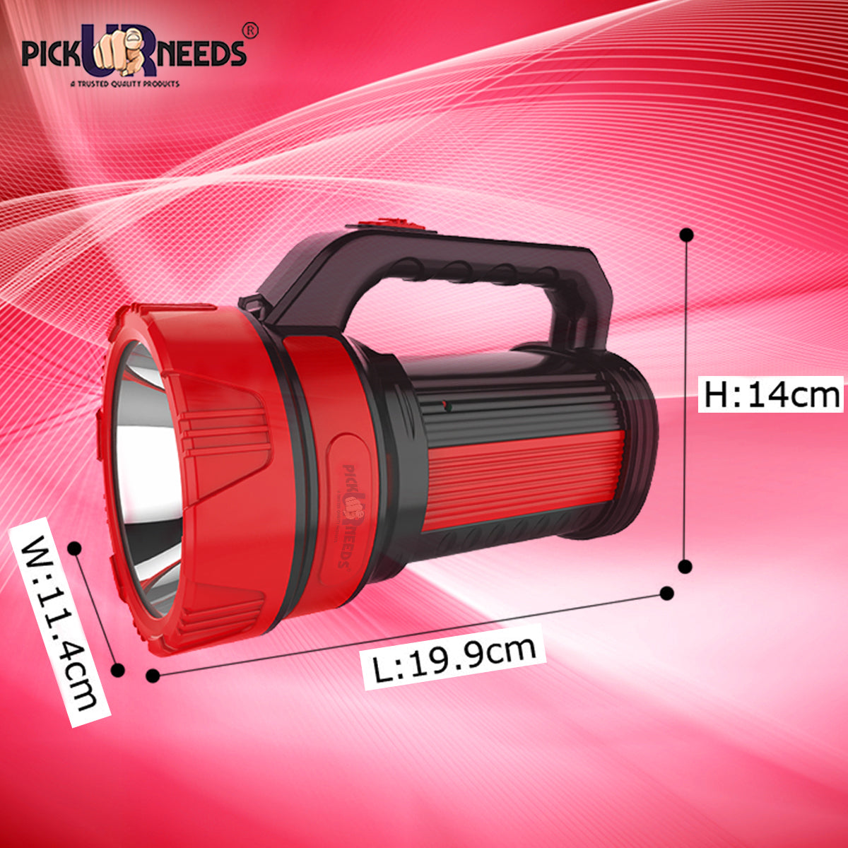 Pick Ur Needs Premium Quality 50 Watt Rechargeable Long Range Search Torch With 2 Side Emergency Tube Light