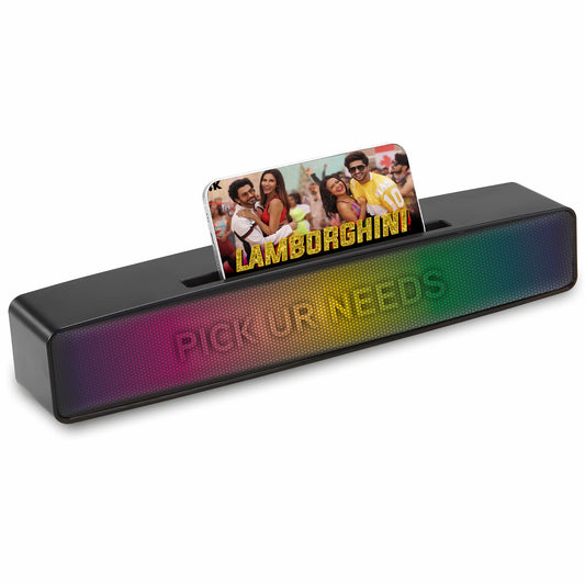 Pick Ur Needs Wireless Home TV Speaker Soundbar WIth RGB Light USB/TF Card/AUX Supported 4Hrs 10 W Bluetooth Soundbar (Black, 5.0 Channel)