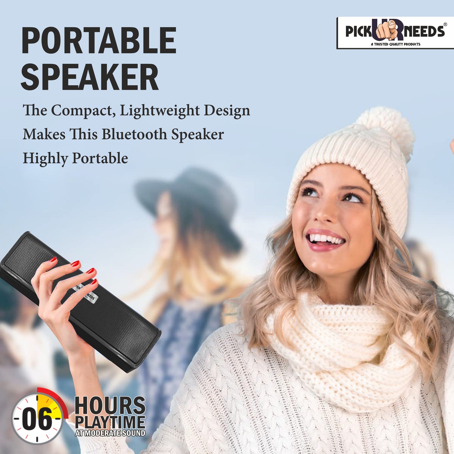 Pick Ur Needs True Wireless Mini HD Soundbar USB/AUX/TF Card Support 1200mAh 10W Bluetooth Speaker
