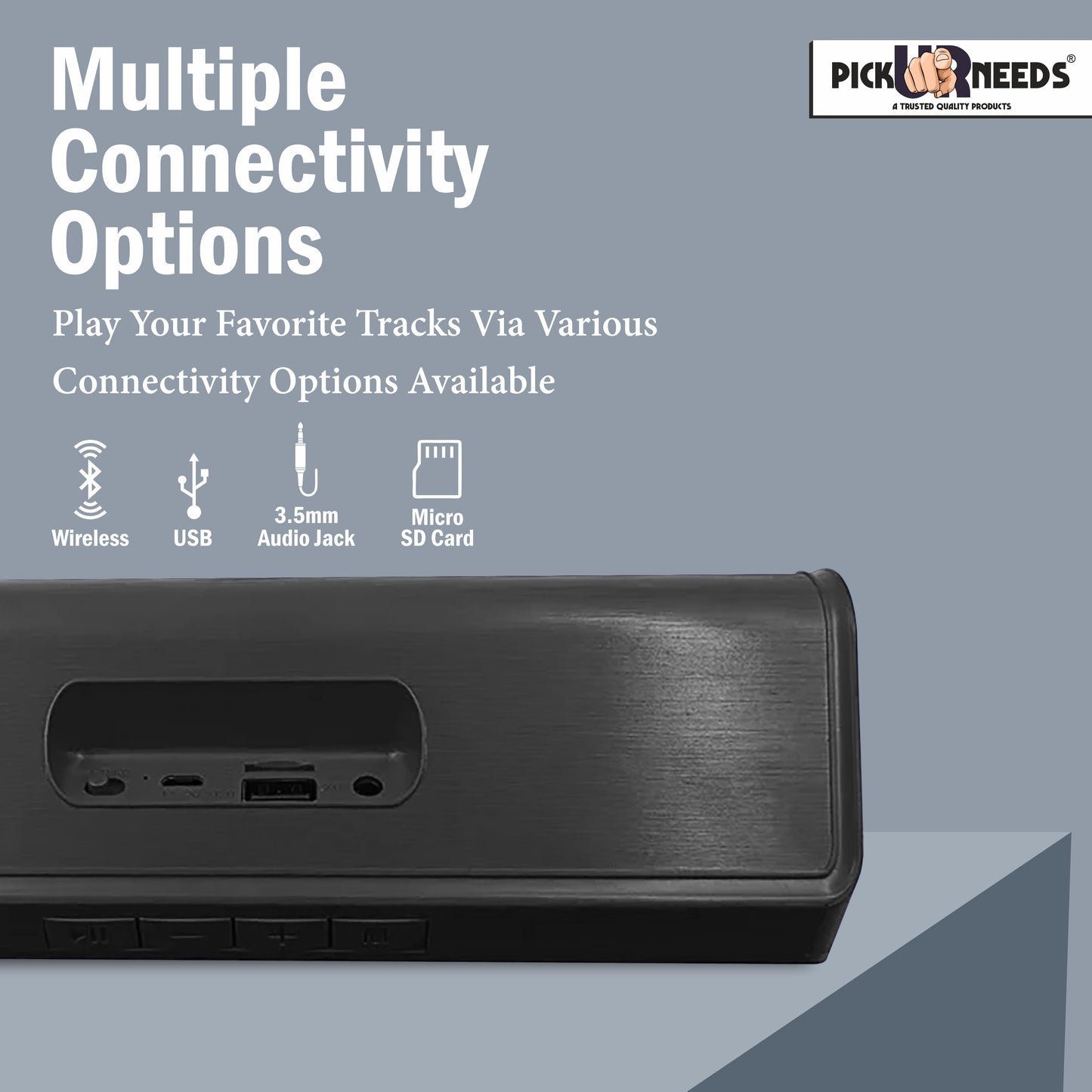 Pick Ur Needs True Wireless Mini HD Soundbar USB/AUX/TF Card Support 1200mAh 10W Bluetooth Speaker