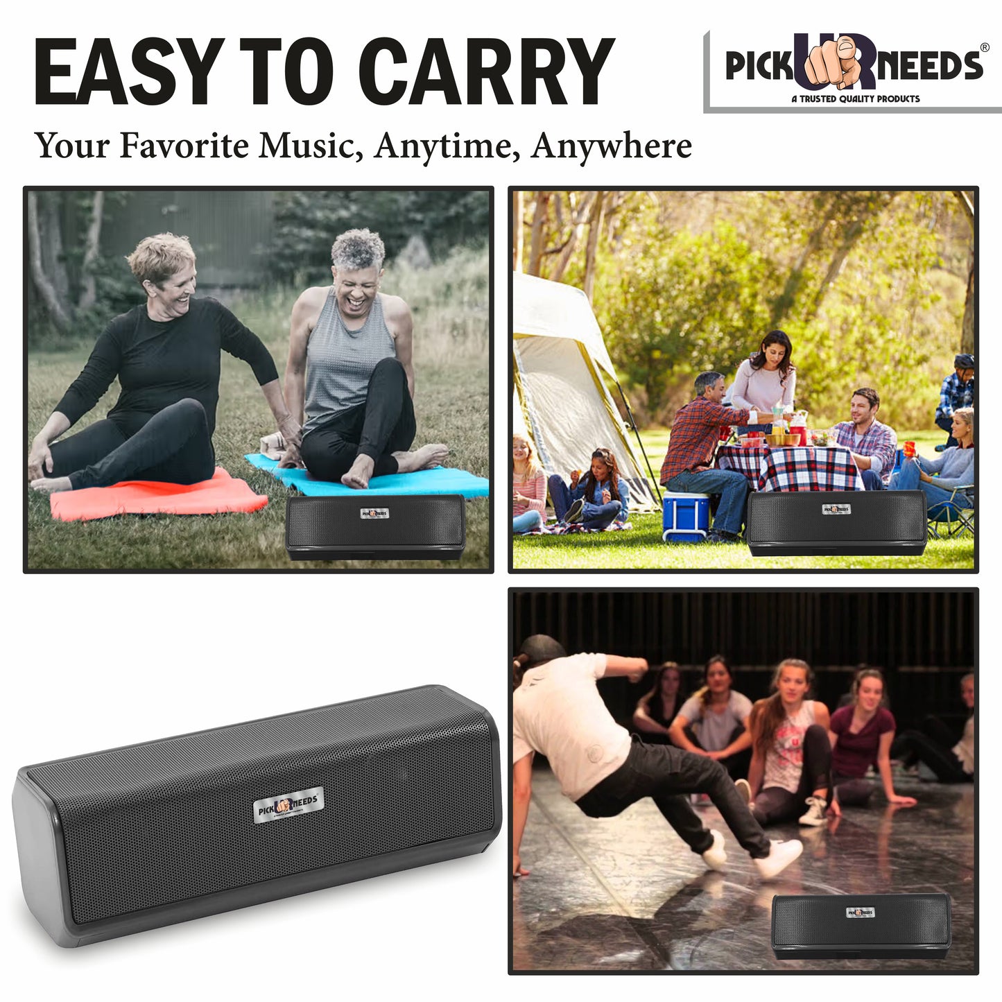 Pick Ur Needs True Wireless Mini HD Soundbar USB/AUX/TF Card Support 1200mAh 10W Bluetooth Speaker