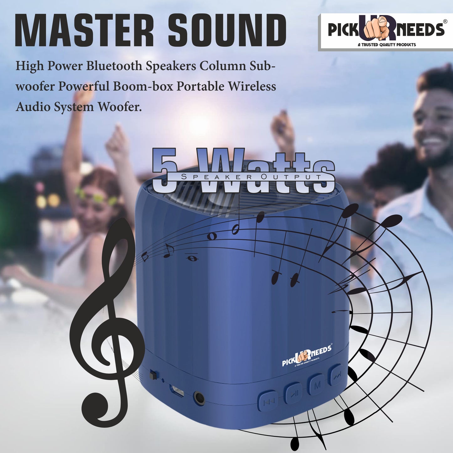 Pick Ur Needs Wireless Bluetooth Speaker Portable HD Outdoor Waterproof Stereo Sound Column Subwoofer Mini Speaker
