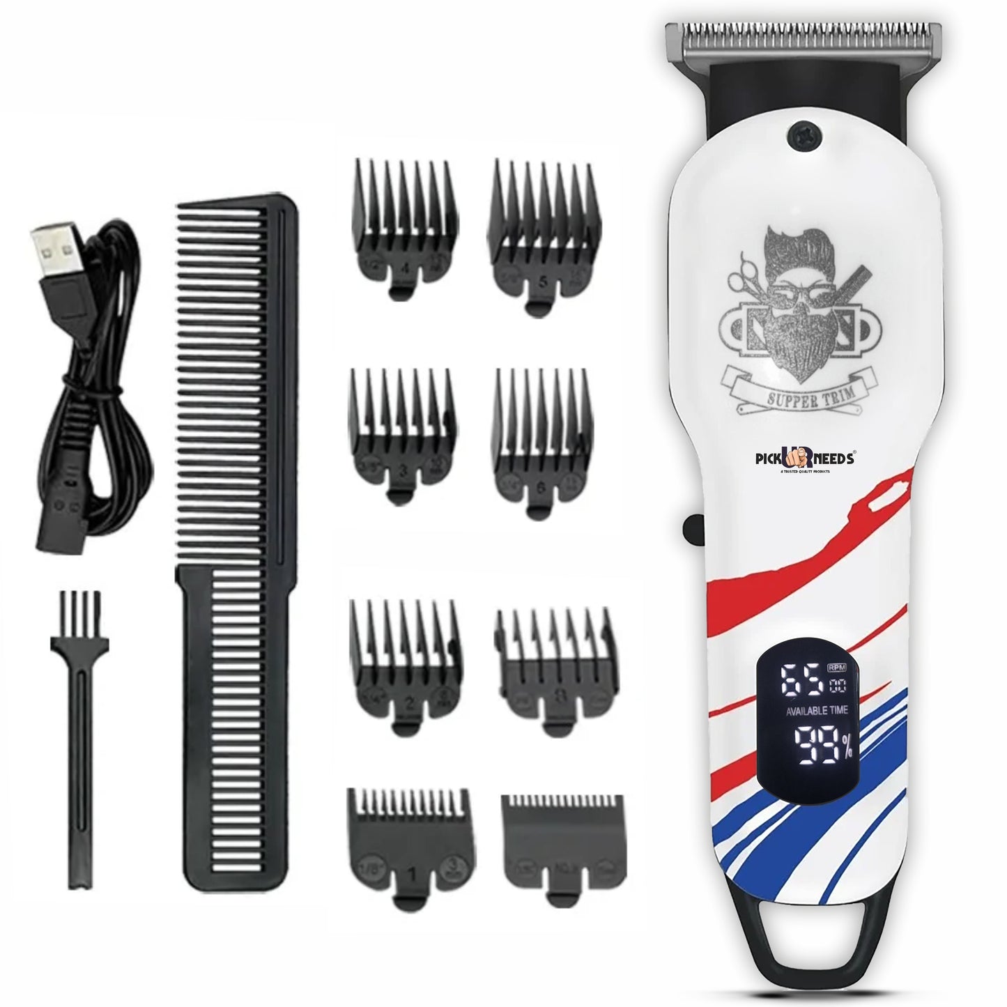 Pick Ur Needs Professional Barber Tool / Hair Cutting Machine / Clipper For Men LED Indicator Trimmer 180 min Runtime 8 Length Settings